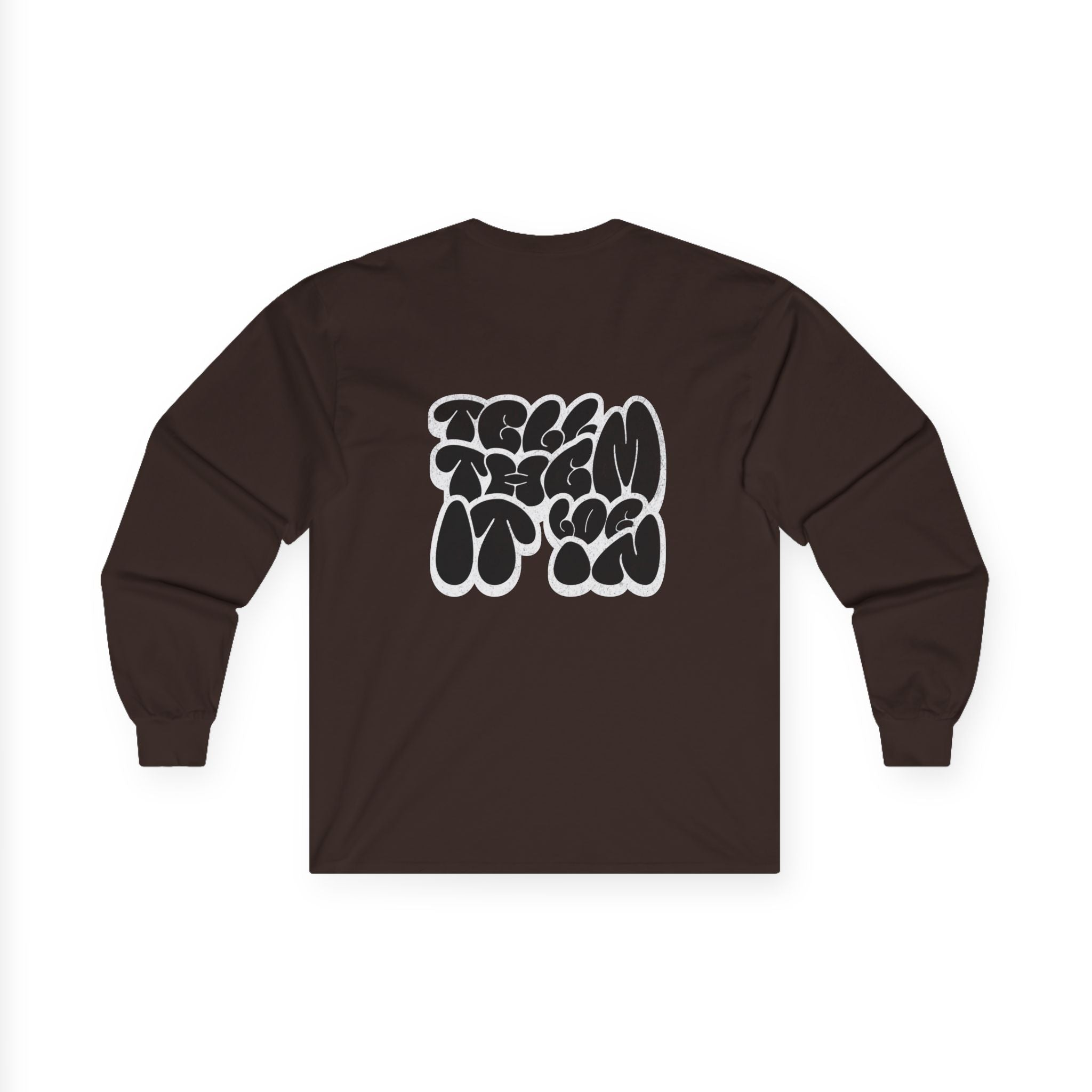 Long Sleeve "LOG IT IN" Tee — Retro Pebble Typography Graphic