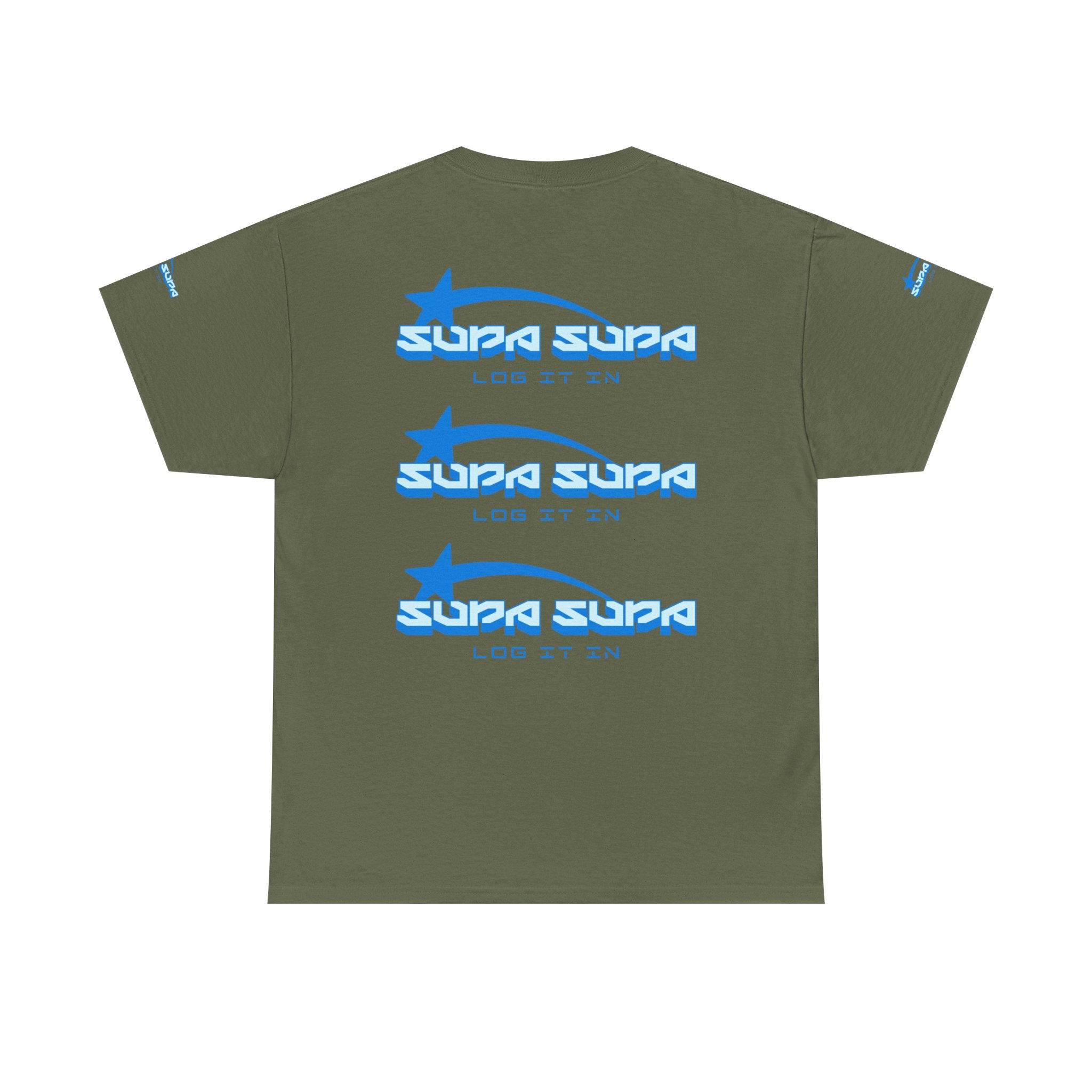 Supa Supa Retro Logo Tee — Blue Graphic Cotton T-Shirt