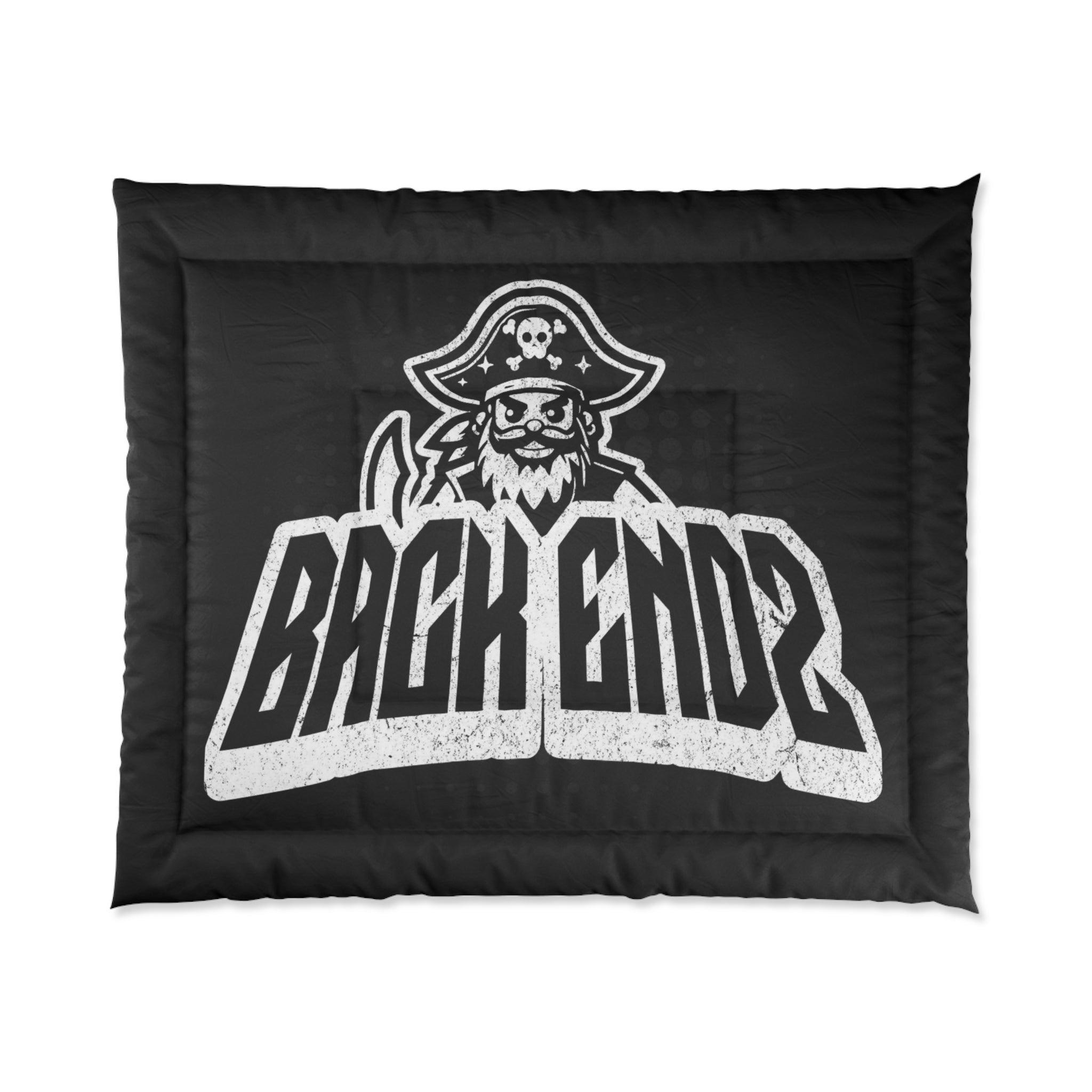 Pirate 'Back Ends' Comforter – Bold Black Graphic Bedding for Gamers & Crew