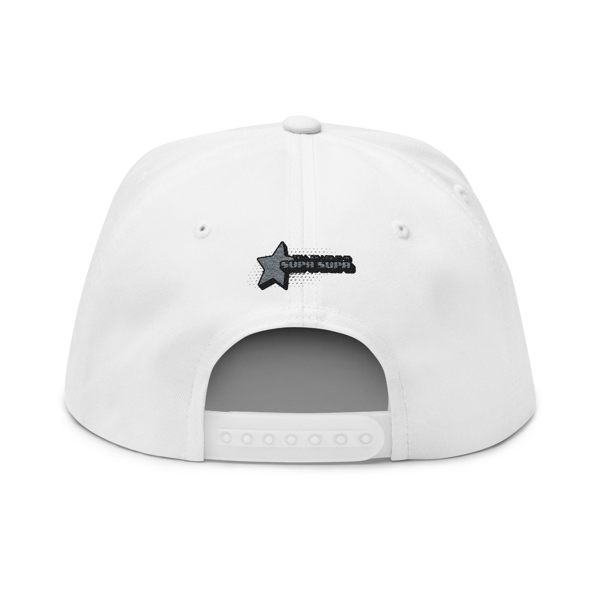 Embroidered Star Snapback Hat — 'Supa Supa' Retro Logo Flat-Bill Cap