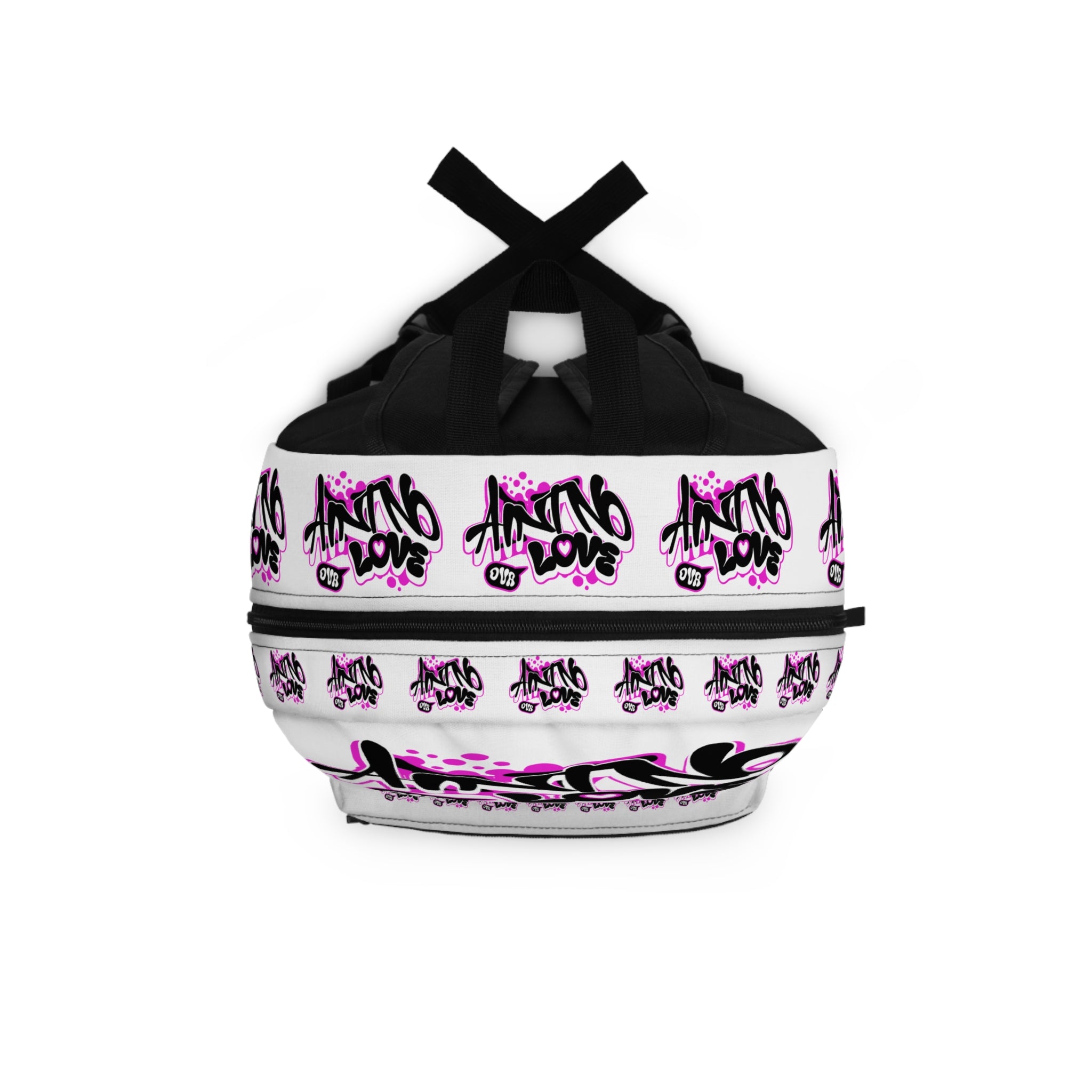 Graffiti 'NO LOVE' Backpack — White/Pink Streetwear School Bag