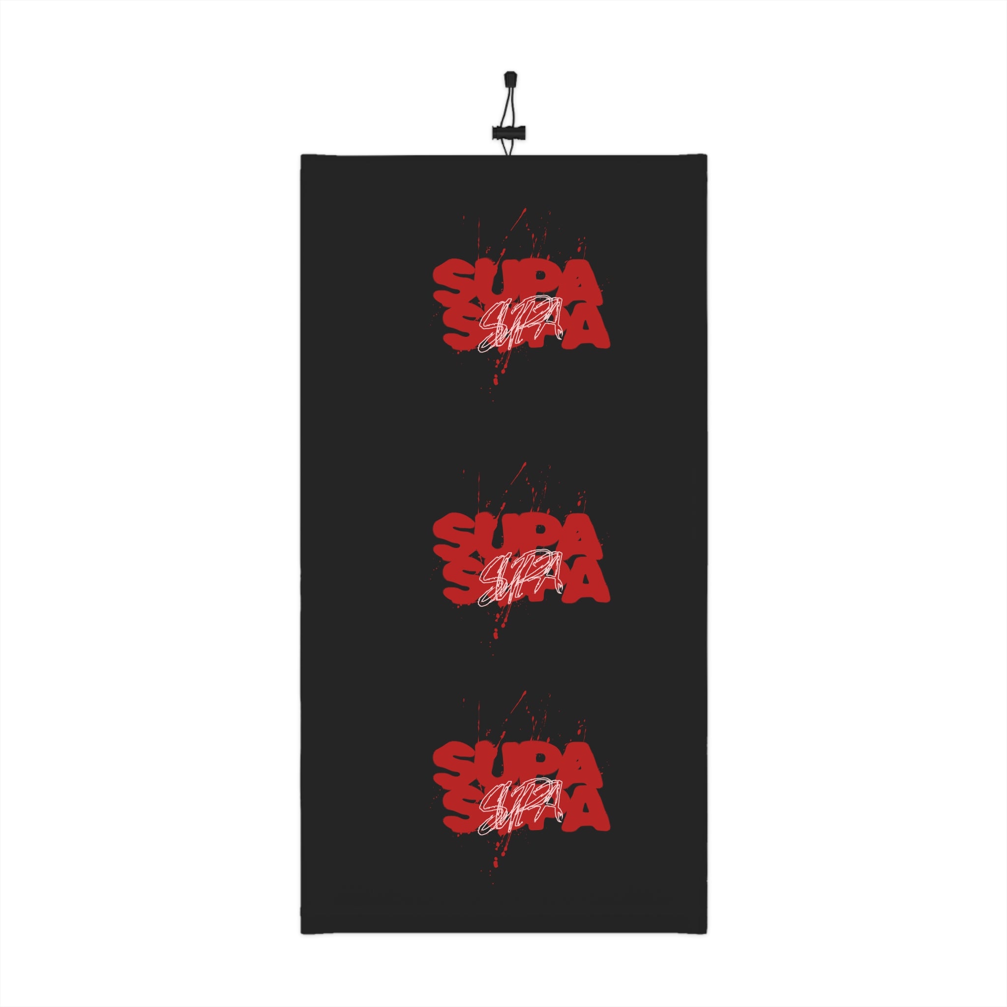 Neck Gaiter — Black 'Supa' Red Graphic Winter Face Mask with Drawstring