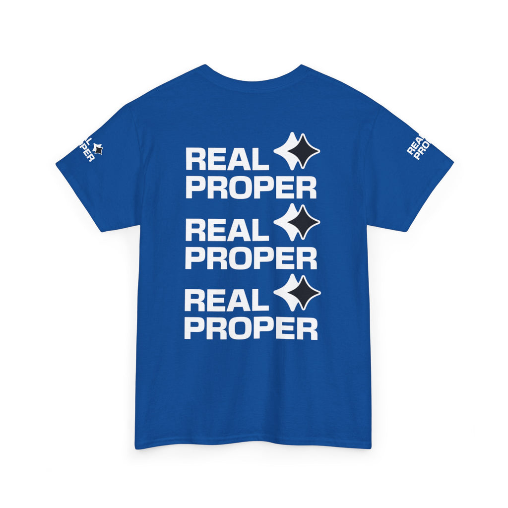 "Real Proper" Repeat Logo T‑Shirt