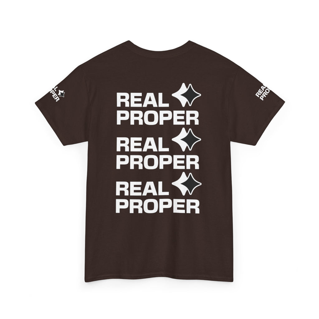 "Real Proper" Repeat Logo T‑Shirt