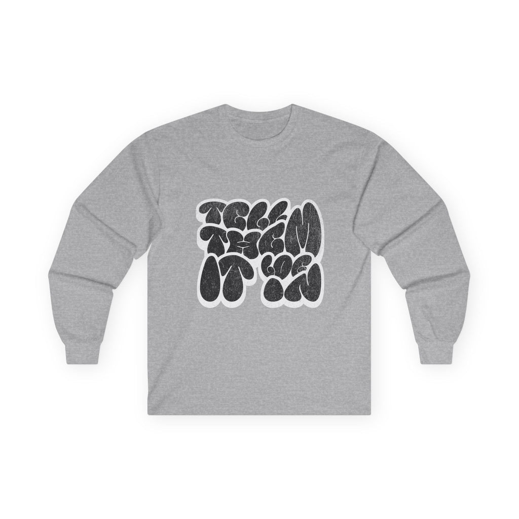 Long Sleeve "LOG IT IN" Tee — Retro Pebble Typography Graphic