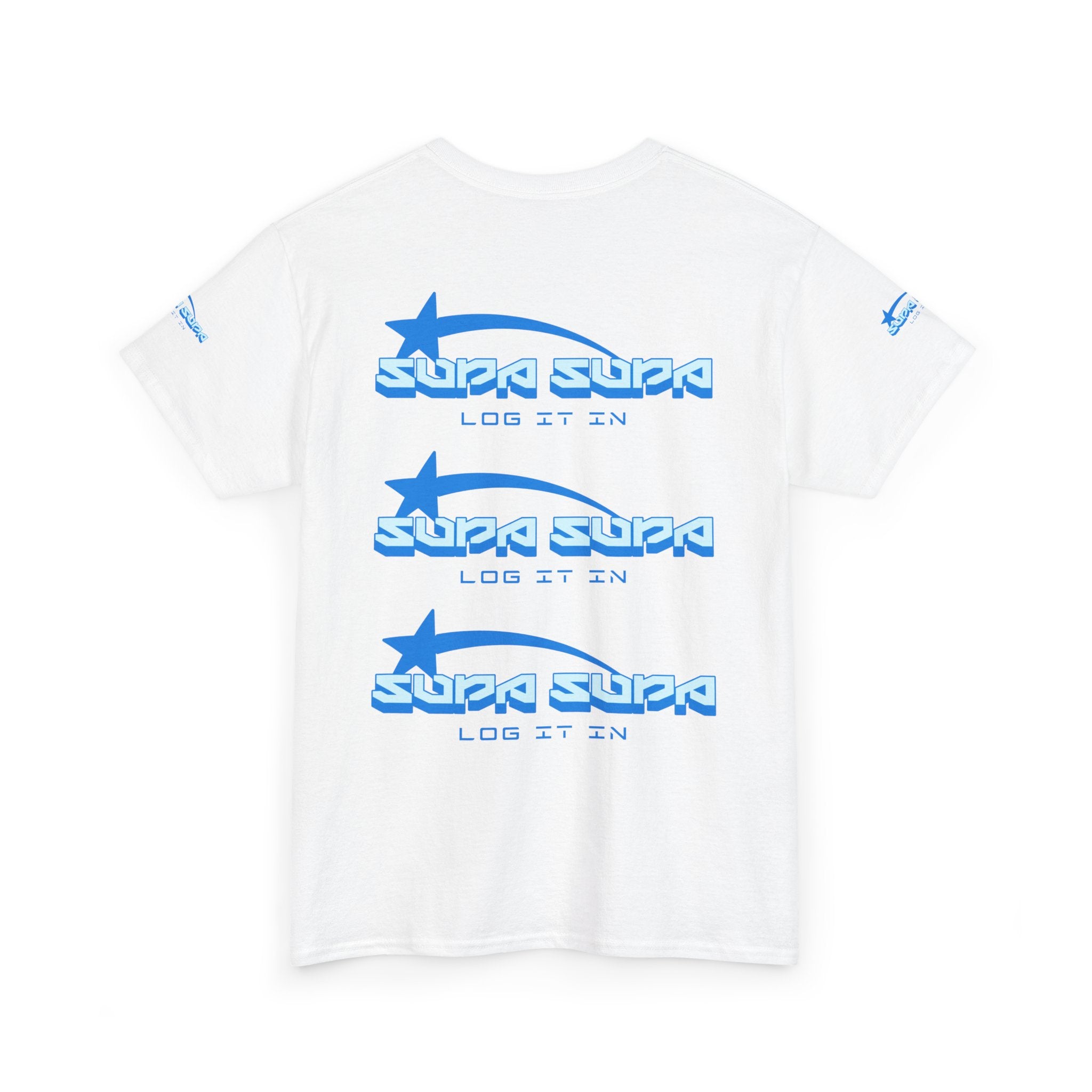Supa Supa Retro Logo Tee — Blue Graphic Cotton T-Shirt