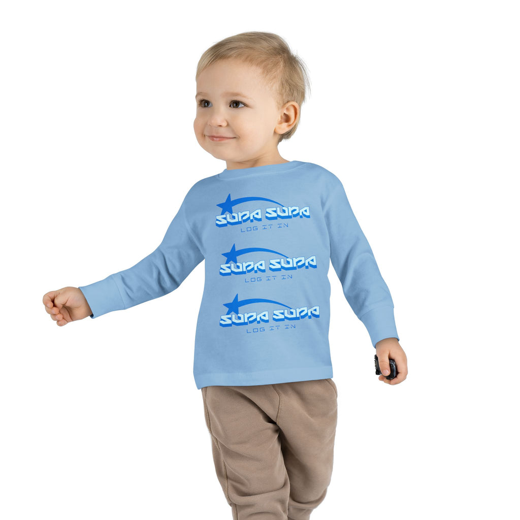 Toddler Long Sleeve Tee — Blue Shooting Star "Super Star" Graphic