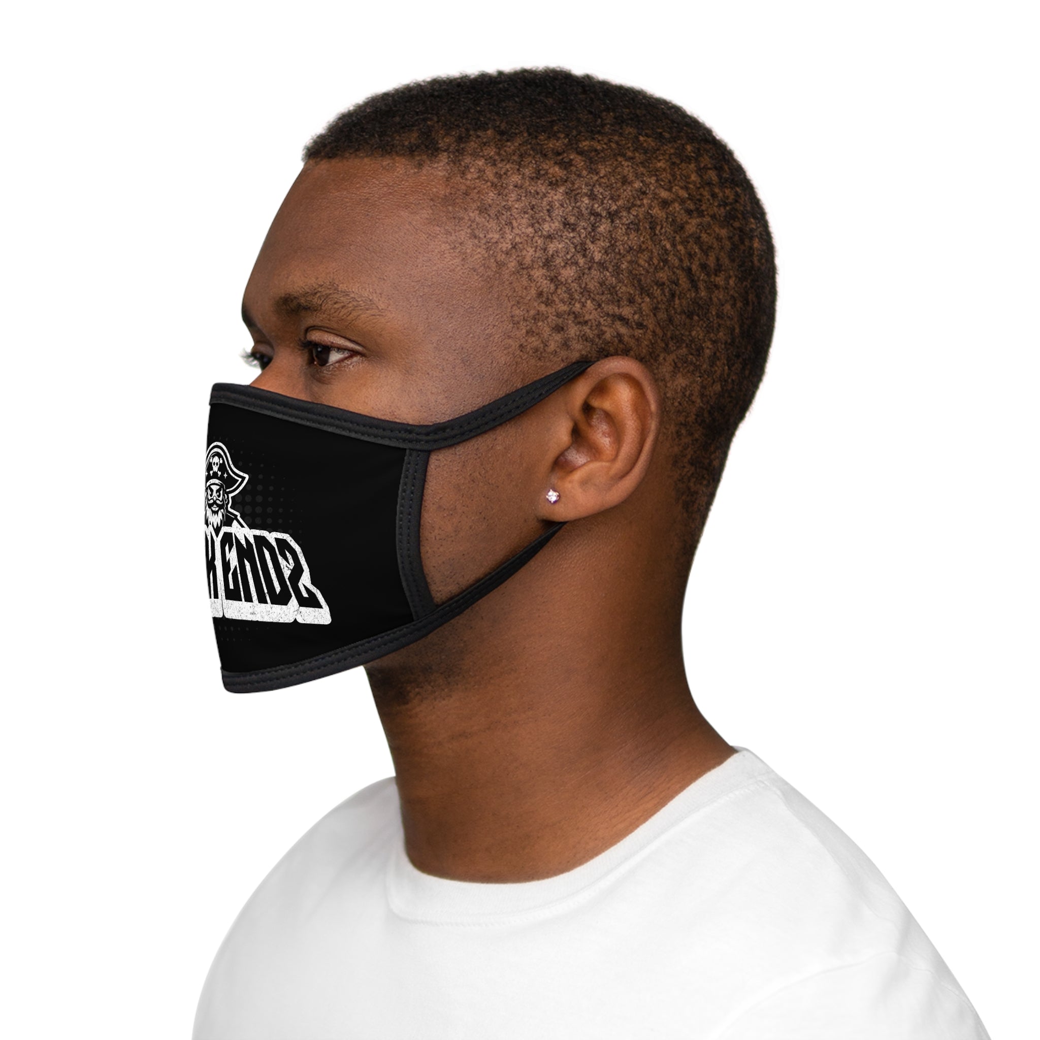 Pirate Logo Face Mask — "Back Endz" Black Cotton Blend Mask