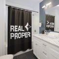 Real Proper Shower Curtain — Bold Black Graphic Bathroom Decor