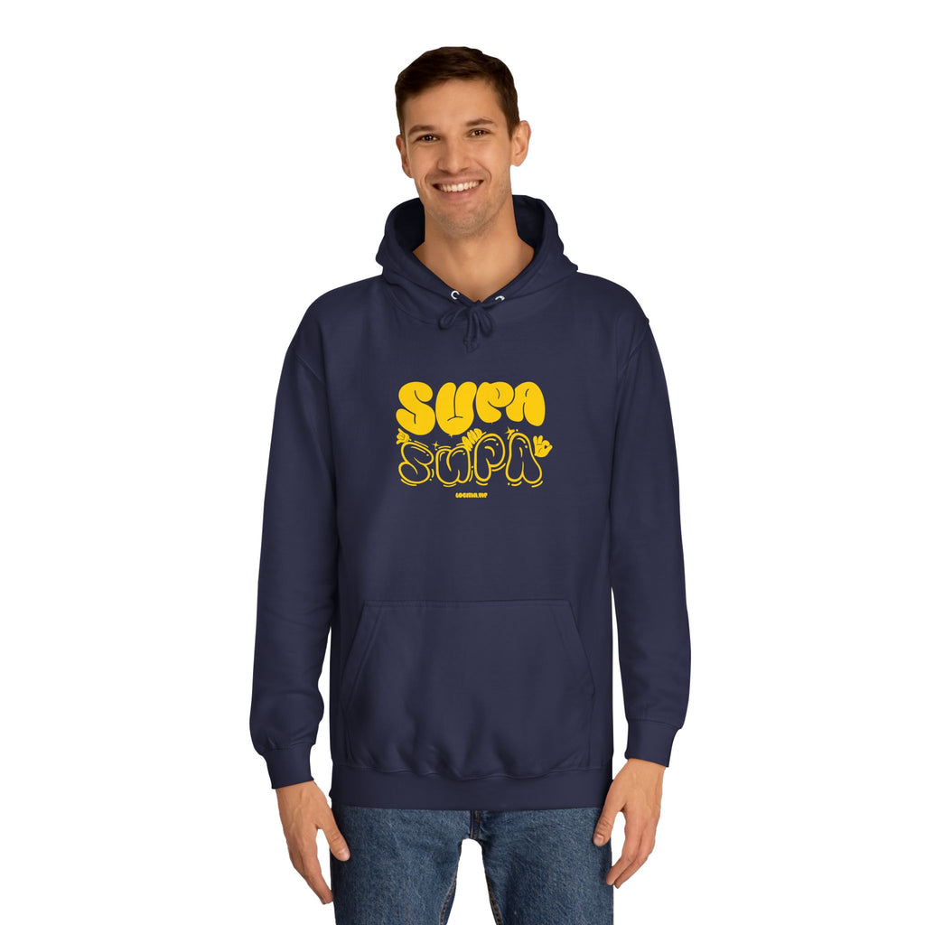Cheerful Unisex Supa Supa Hoodie - Cozy Streetwear, Campus Style, Trendy Gift, Relaxed Fit, Perfect for Every day