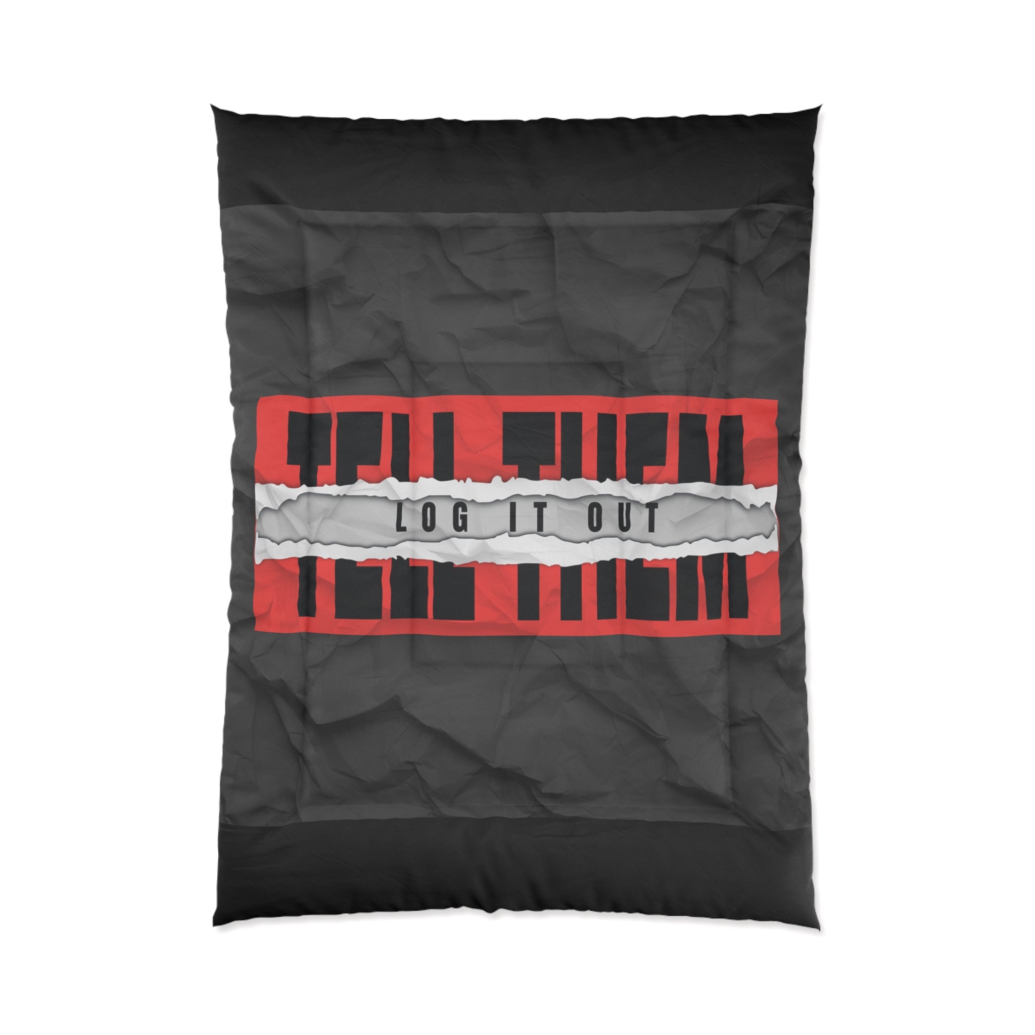 Log It Out Comforter – Bold Black & Red Graphic Bedding