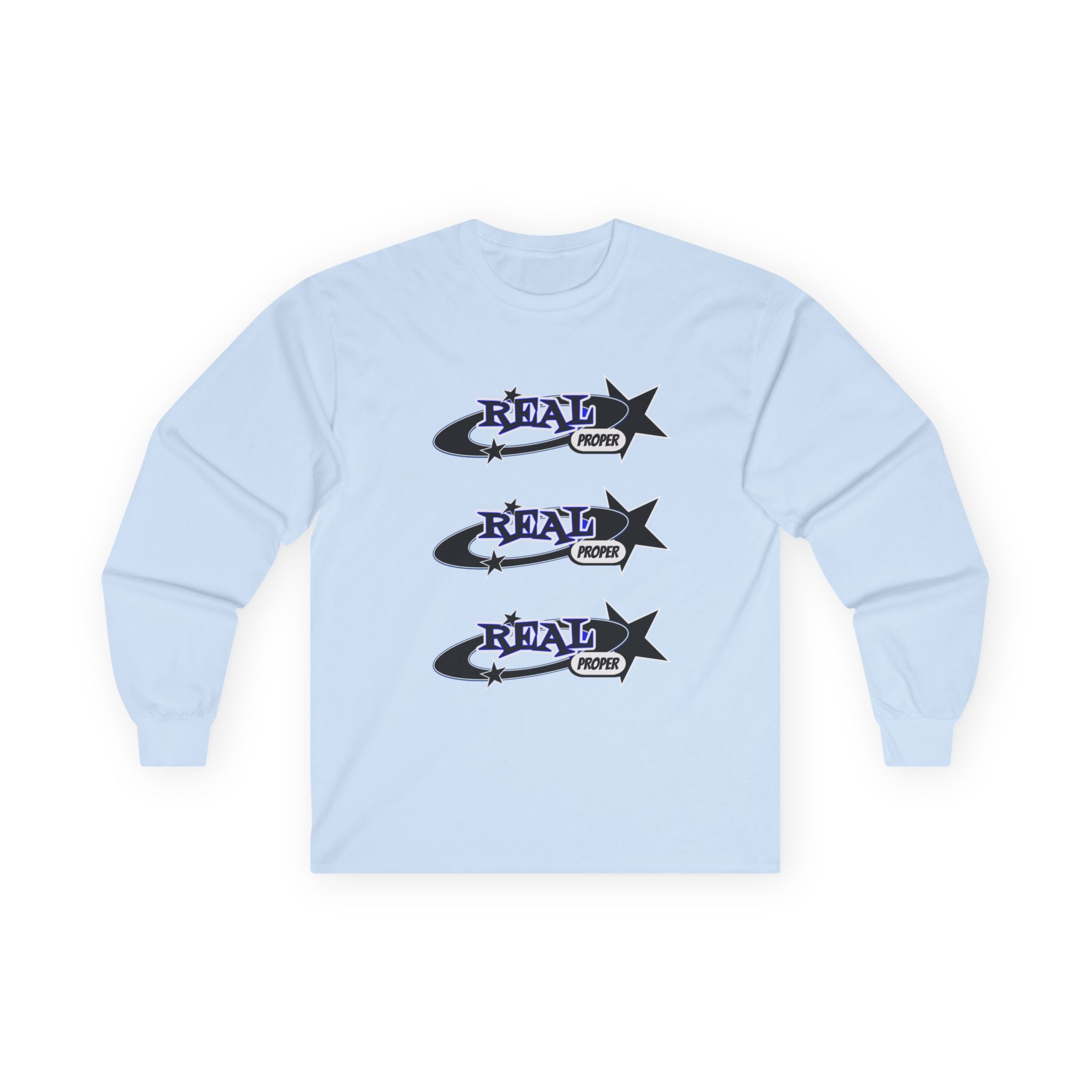 "Real Proper" Graphic Long Sleeve Tee — Retro Star Logo