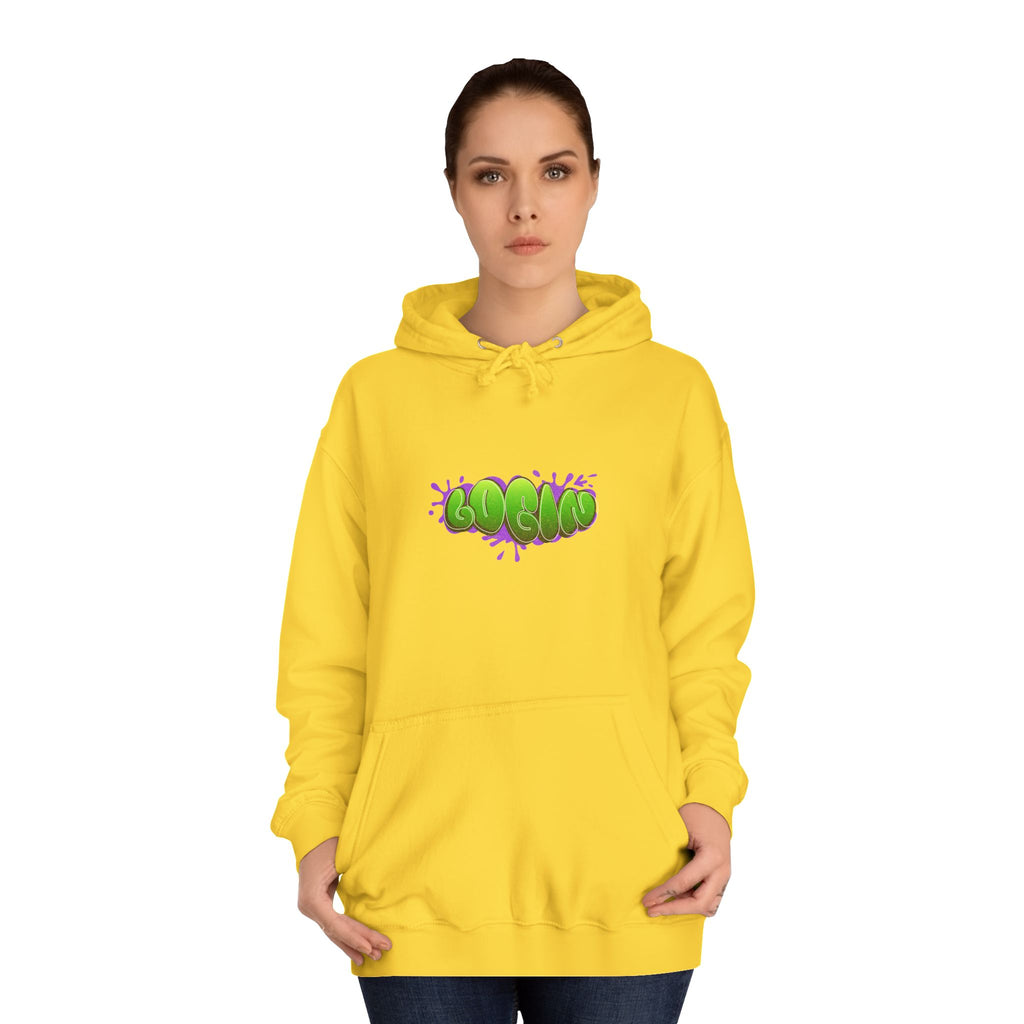 Hoodie with Green Graffiti "Login" Design - Streetwear Pullover