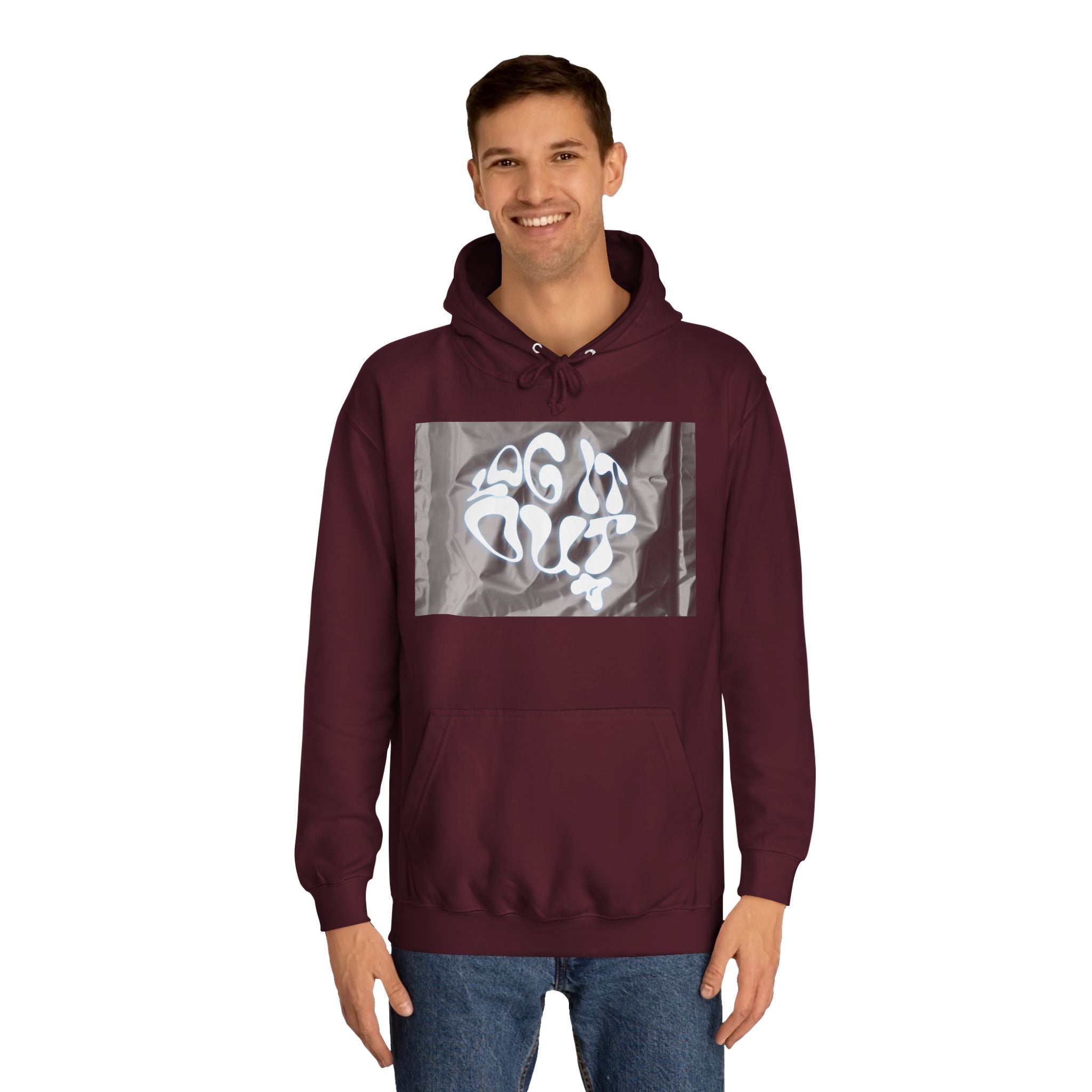 Cozy Unisex 'LOG IT OUT' Hoodie with Abstract Design, Sweatshirt, Graphic Hoodie, Casual Wear, Perfect Fit