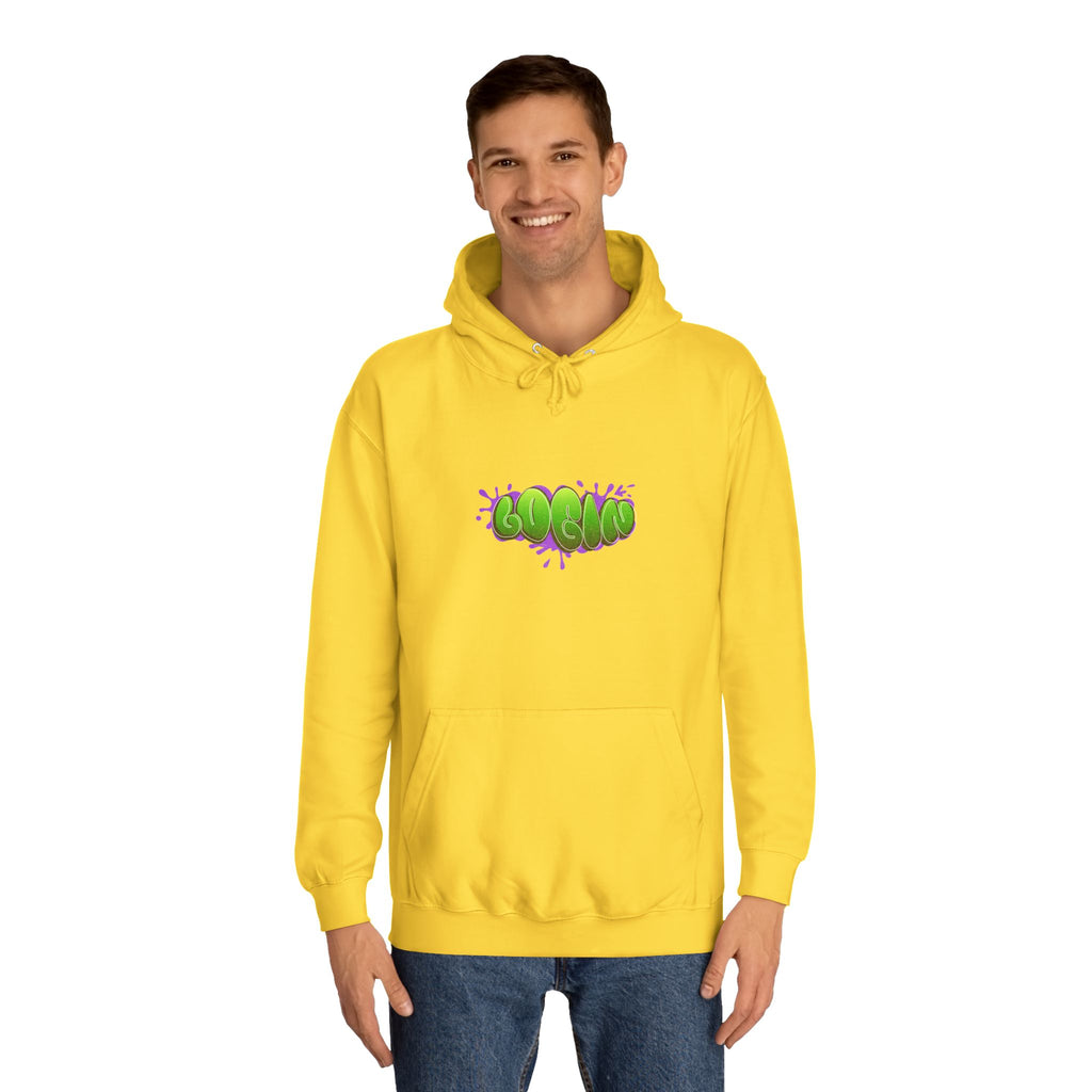 Hoodie with Green Graffiti "Login" Design - Streetwear Pullover