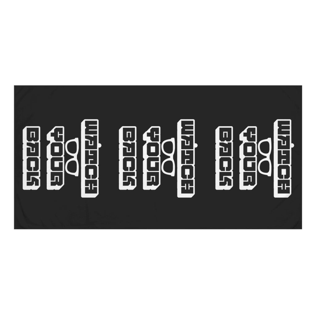 Watch Your Back Beach Towel — Bold Graphic Sunglasses Text Print