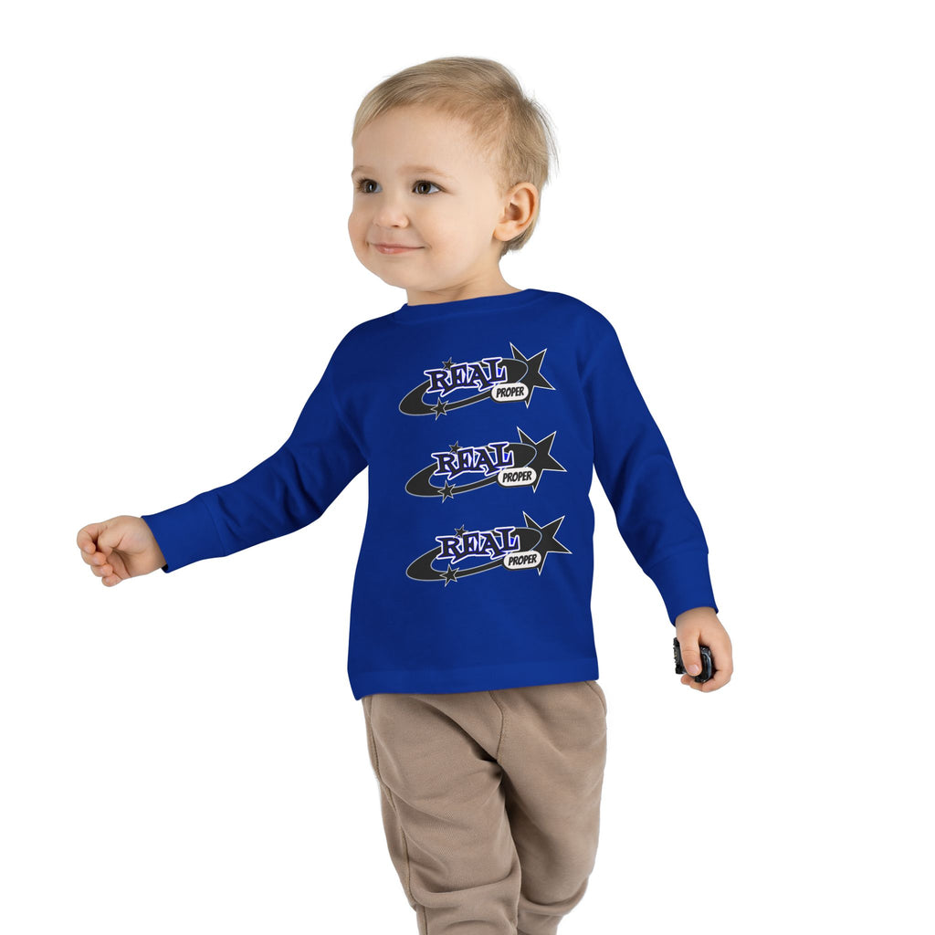 Toddler Long Sleeve Tee — 'Real Proper' Star Graphic Kids Shirt