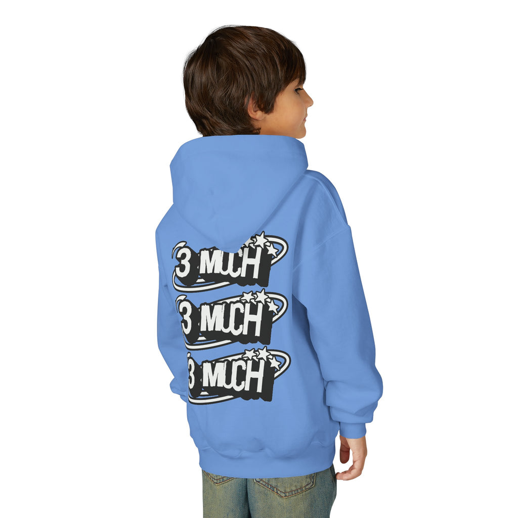 Youth Hoodie — Retro '3 MUCH'Style Graphic Pullover