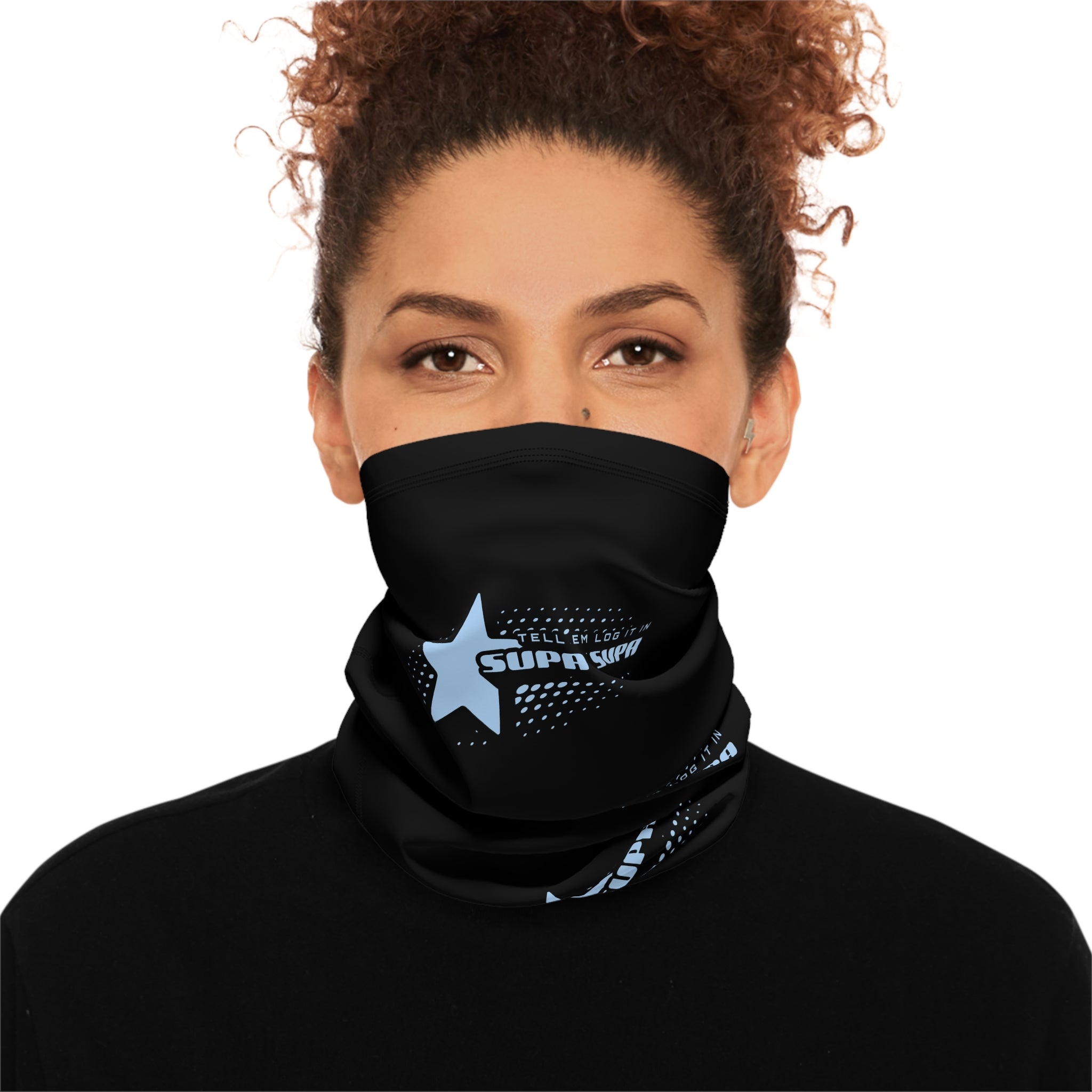 Winter Neck Gaiter — "Tell em log it in" Cold-Weather Face Mask with Drawstring