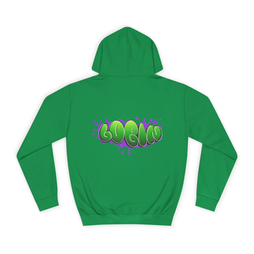 Hoodie with Green Graffiti "Login" Design - Streetwear Pullover