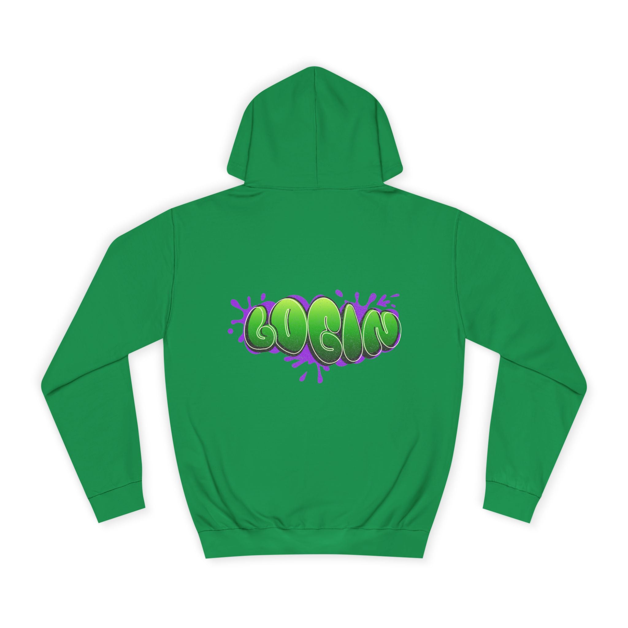 Hoodie with Green Graffiti "Login" Design - Streetwear Pullover