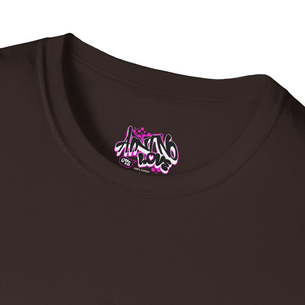 Graffiti 'NO LOVE' T-Shirt — Urban Street Art Tee with Pink Spray Paint Design