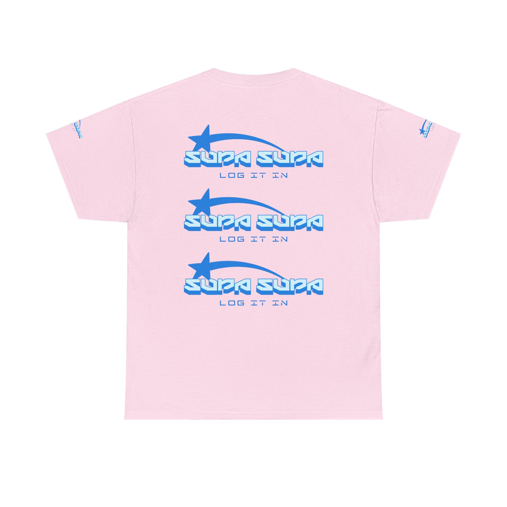 Supa Supa Retro Logo Tee — Blue Graphic Cotton T-Shirt