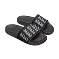 Men's Slide Sandals — Black Login Pattern Removable-Strap Pool Slides