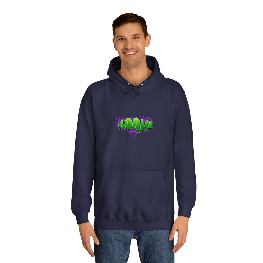 Hoodie with Green Graffiti "Login" Design - Streetwear Pullover