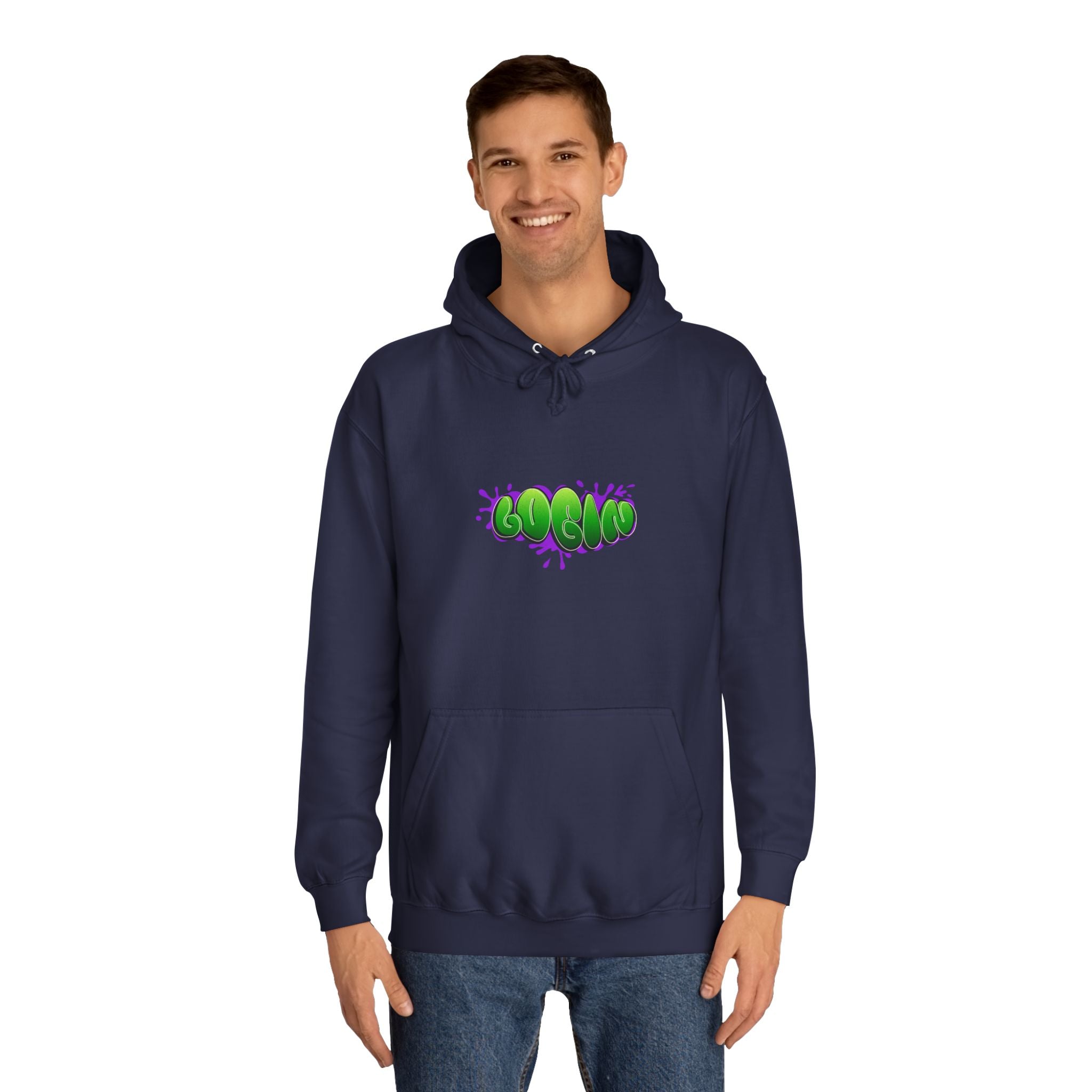 Hoodie with Green Graffiti "Login" Design - Streetwear Pullover