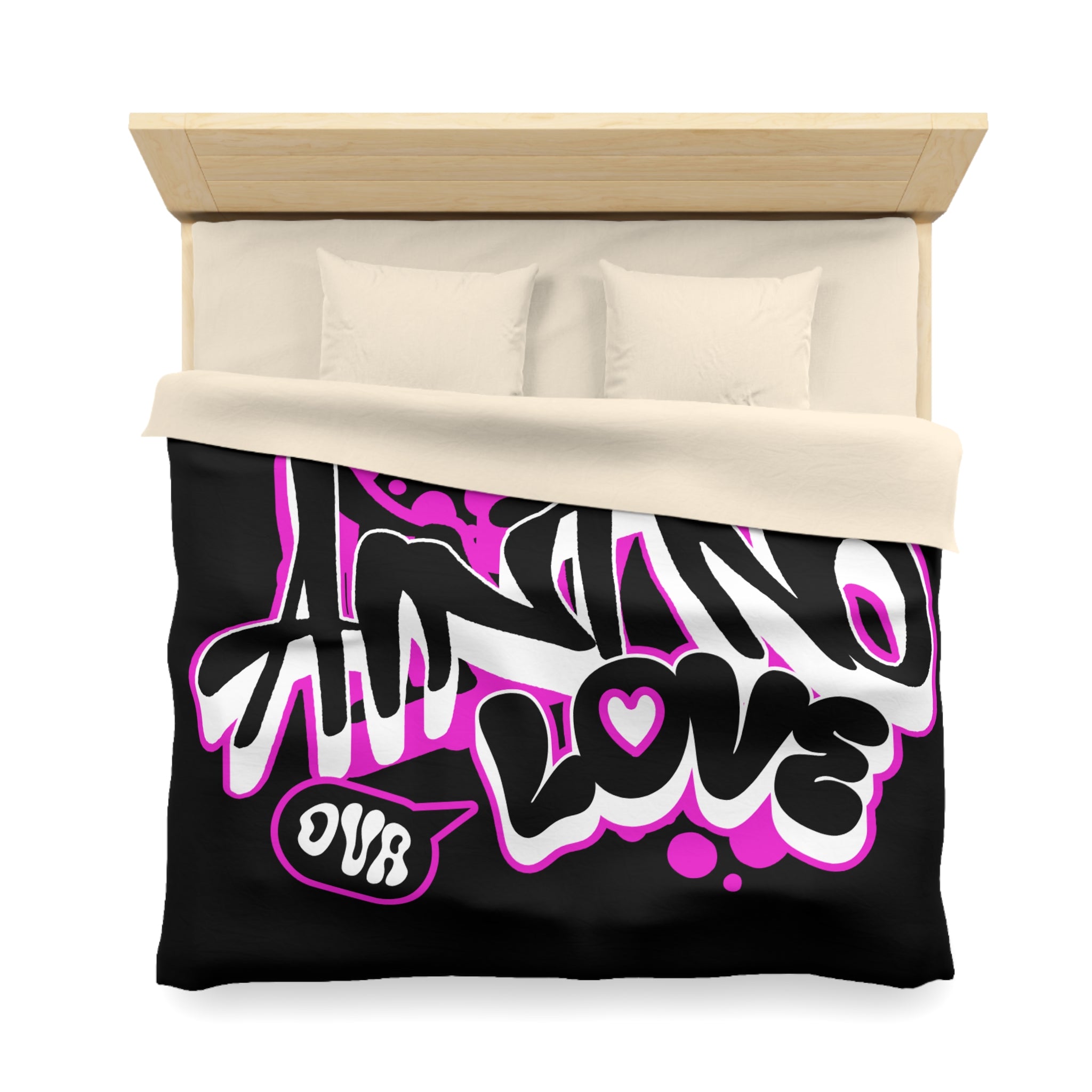 Duvet Cover — Pink Graffiti "No Love" Street Art Microfiber Bedding
