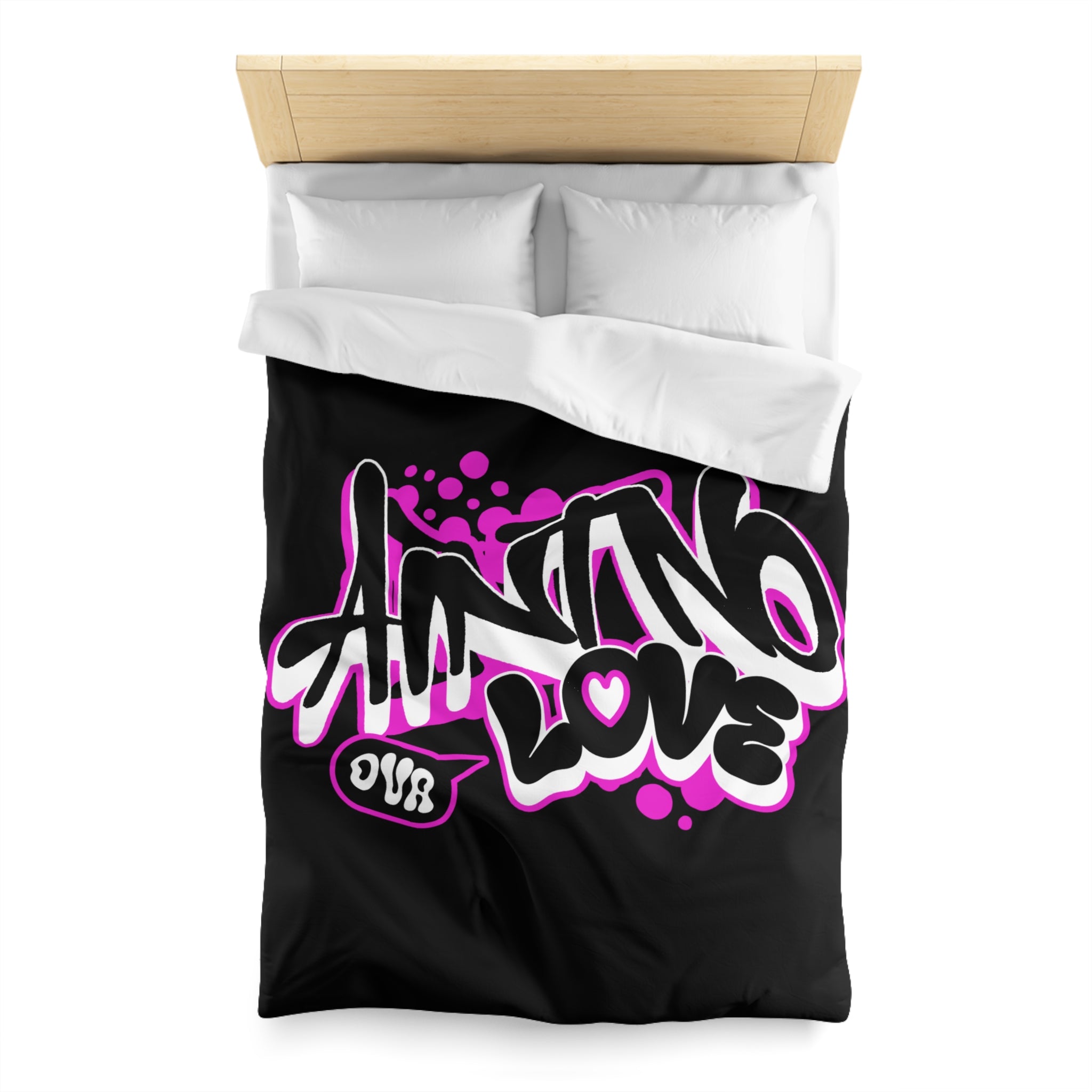 Duvet Cover — Pink Graffiti "No Love" Street Art Microfiber Bedding