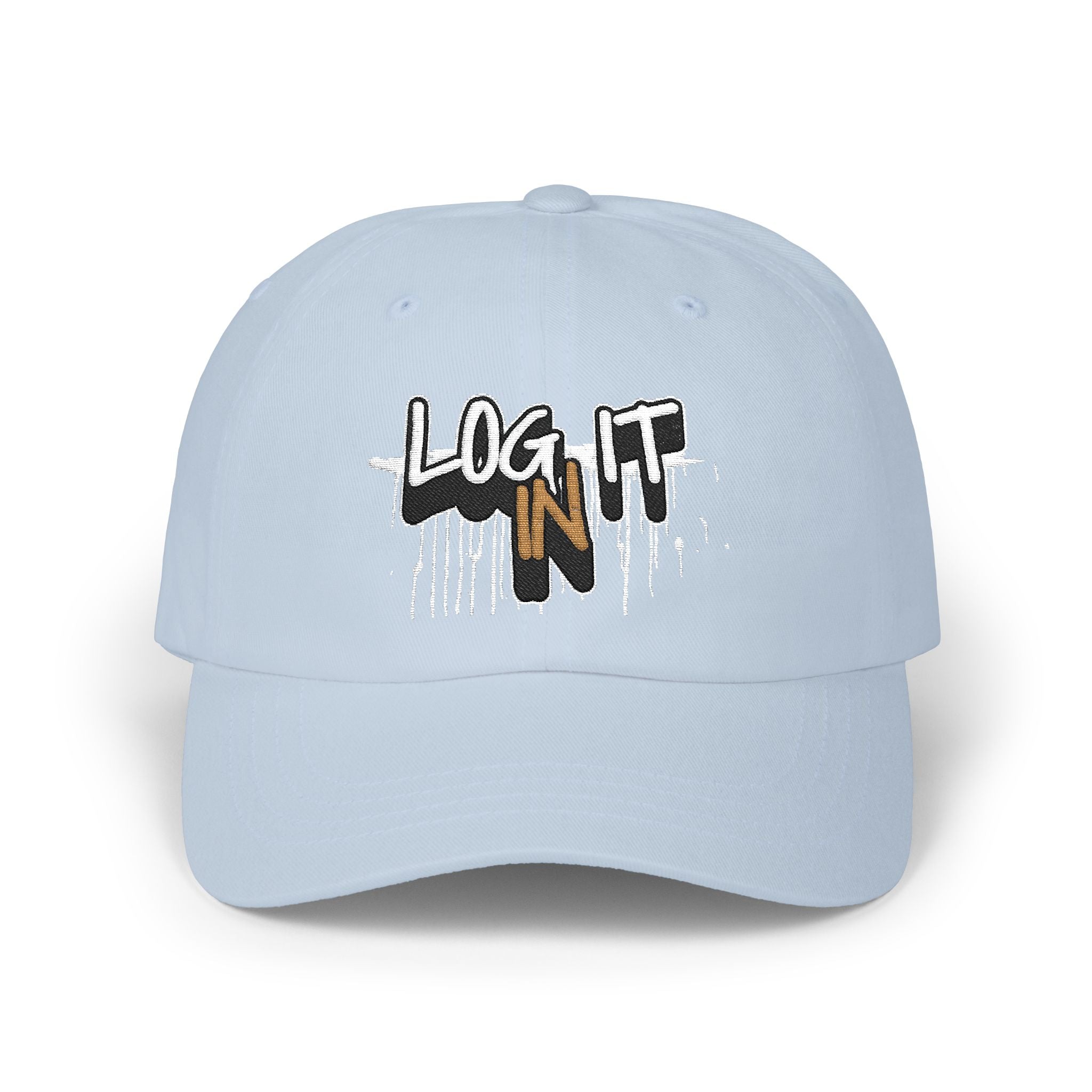 Cap — 'Log It in' Embroidered White Baseball Hat