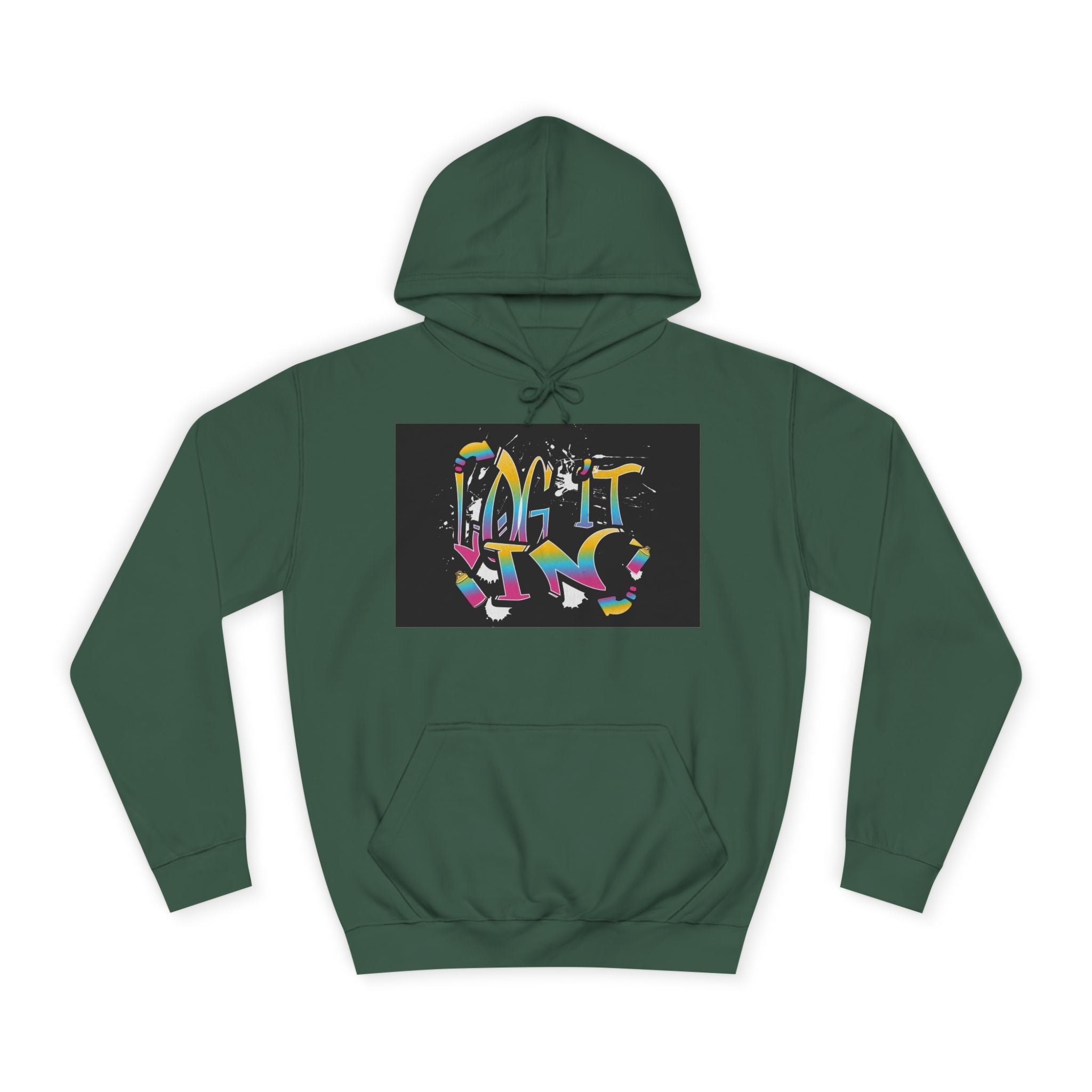 Colorful Unisex "log it in" Hoodie - Vibrant and Fun Sweatshirt for Anybody, Gift for Graduation, CozyWear, Artsy Hoodie