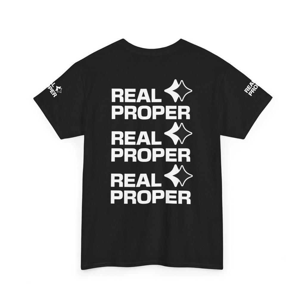 "Real Proper" Repeat Logo T‑Shirt
