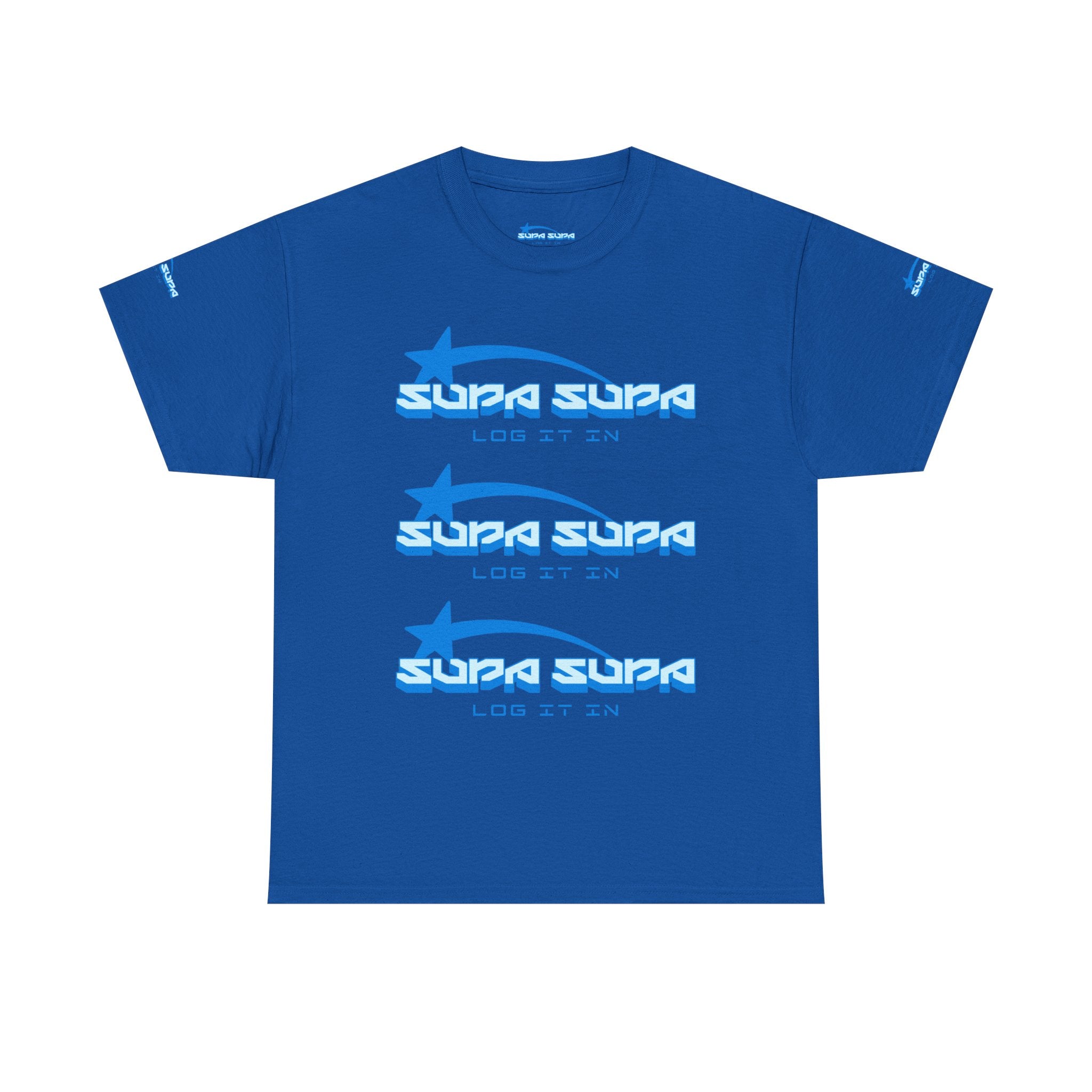 Supa Supa Retro Logo Tee — Blue Graphic Cotton T-Shirt