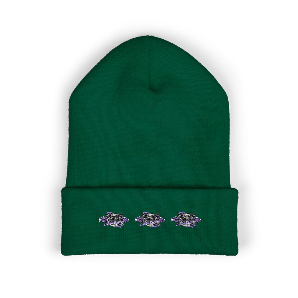 Embroidered "Strategic" Floral Cuffed Beanie