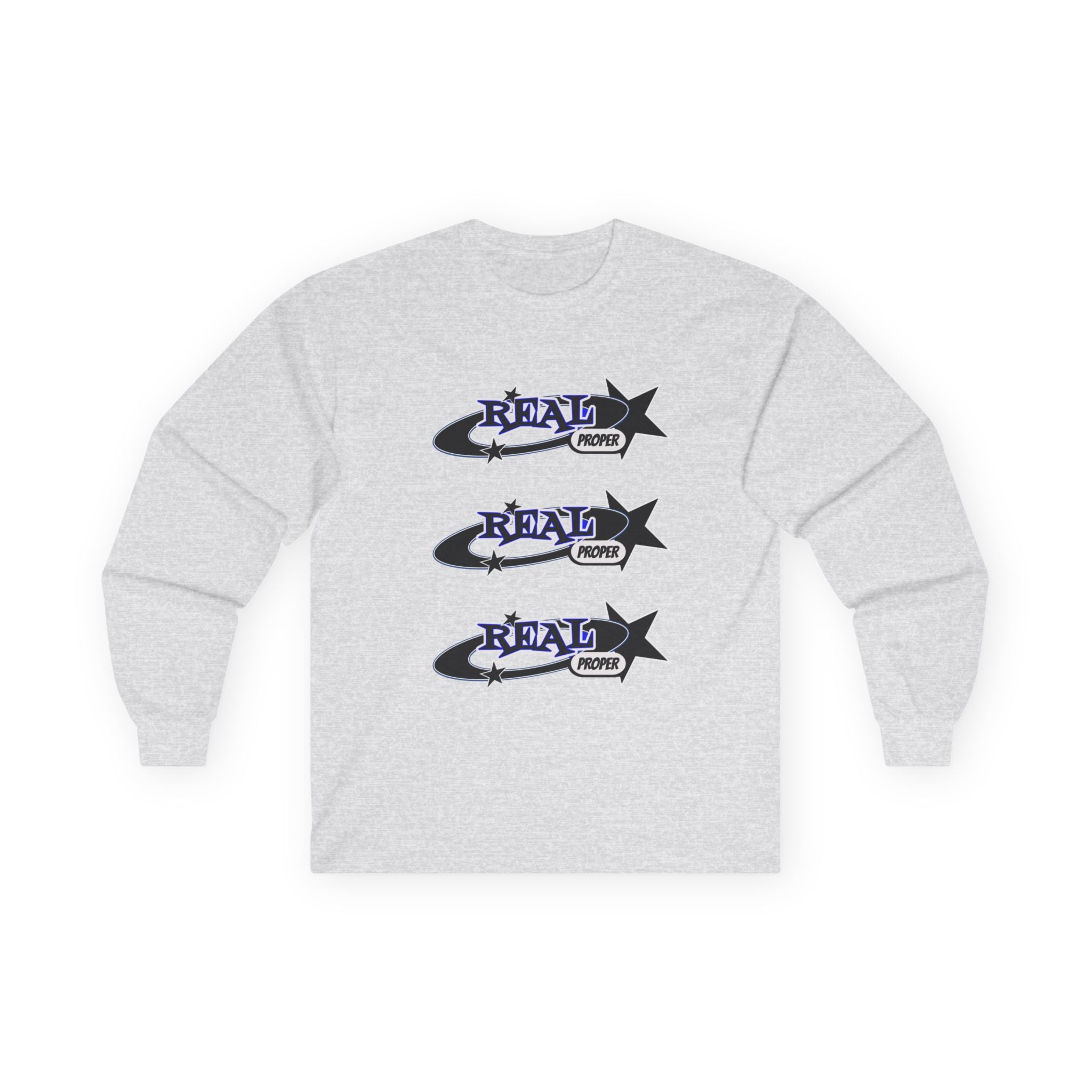 "Real Proper" Graphic Long Sleeve Tee — Retro Star Logo