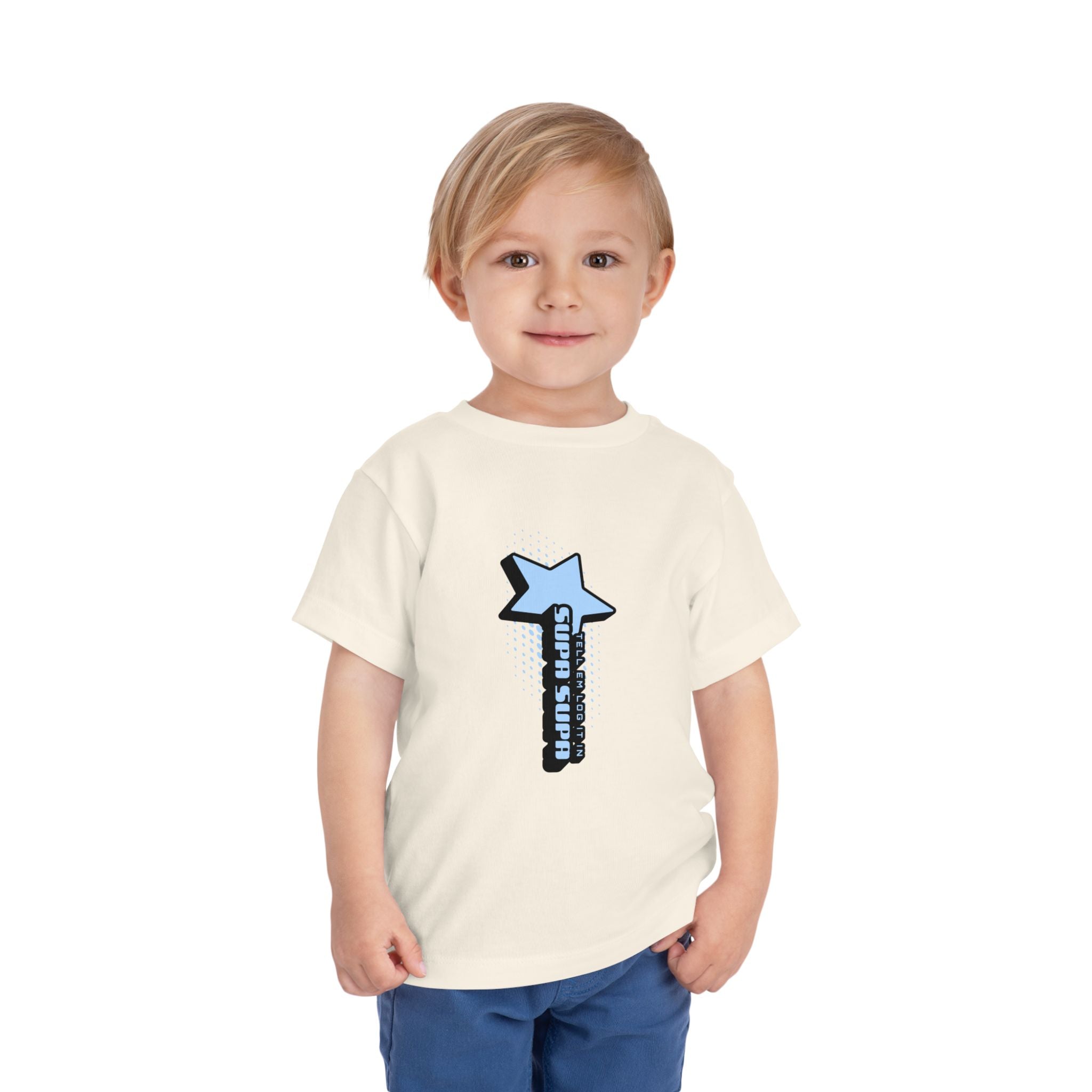 Toddler Tee — Blue Star "Tell em log it in" Graphic