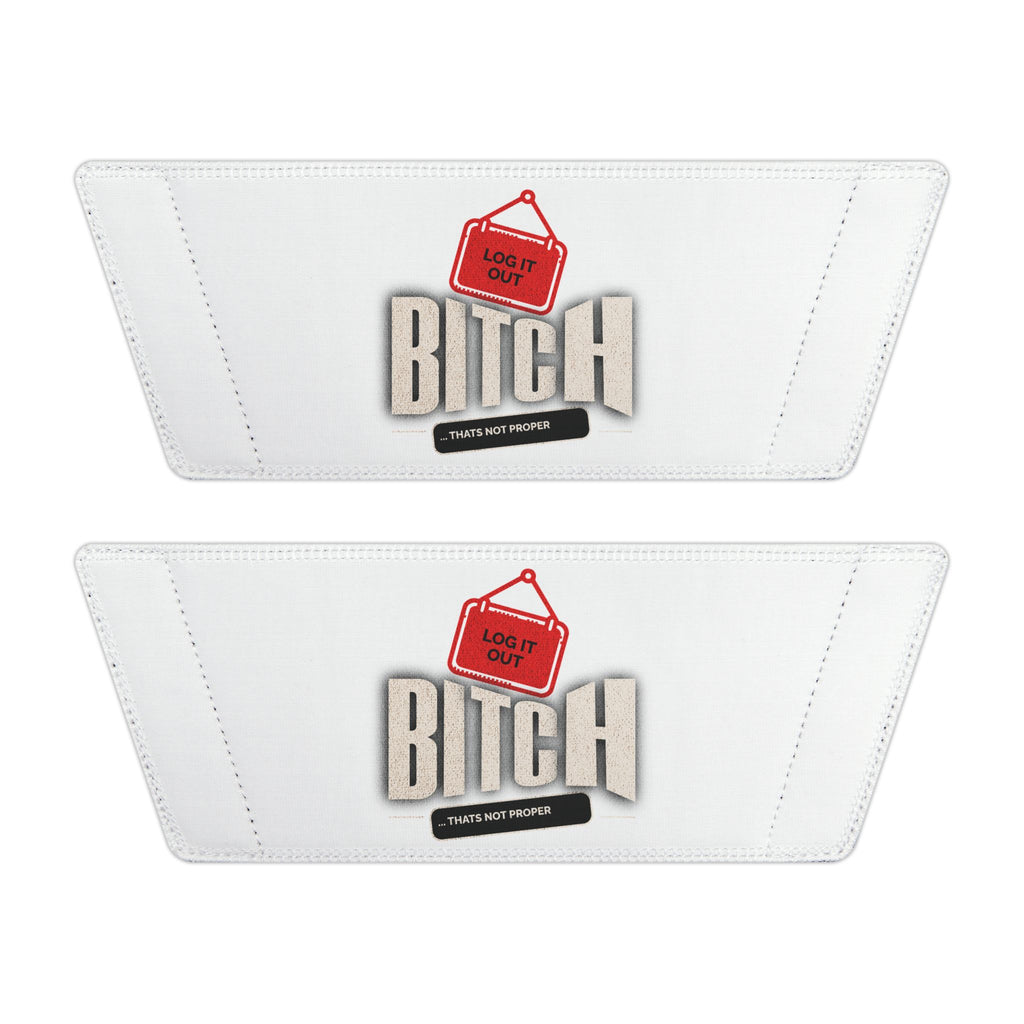 Women’s Slide Sandals — Removable-Strap White Slides with 'Log it out' Badge Accent