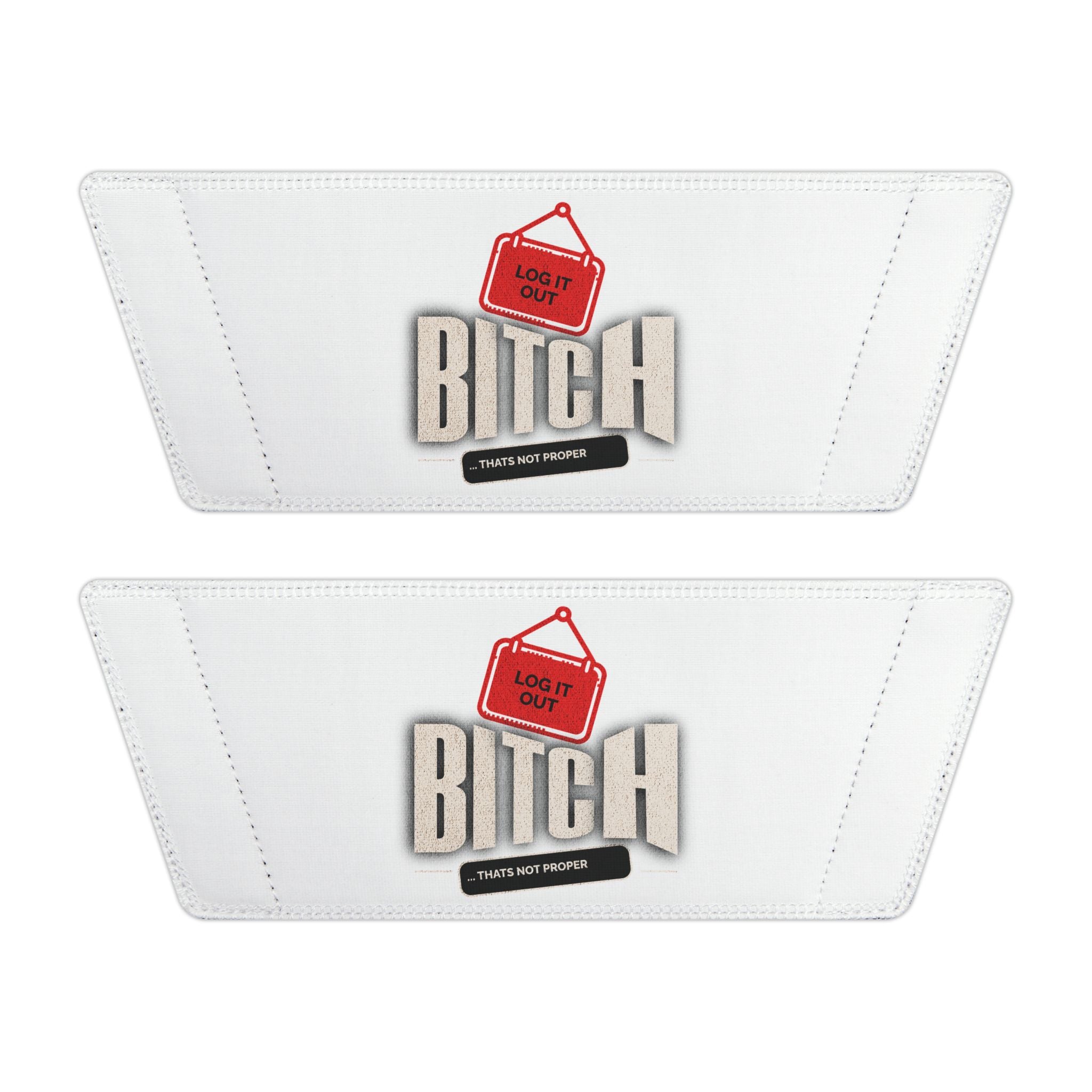 Women’s Slide Sandals — Removable-Strap White Slides with 'Log it out' Badge Accent