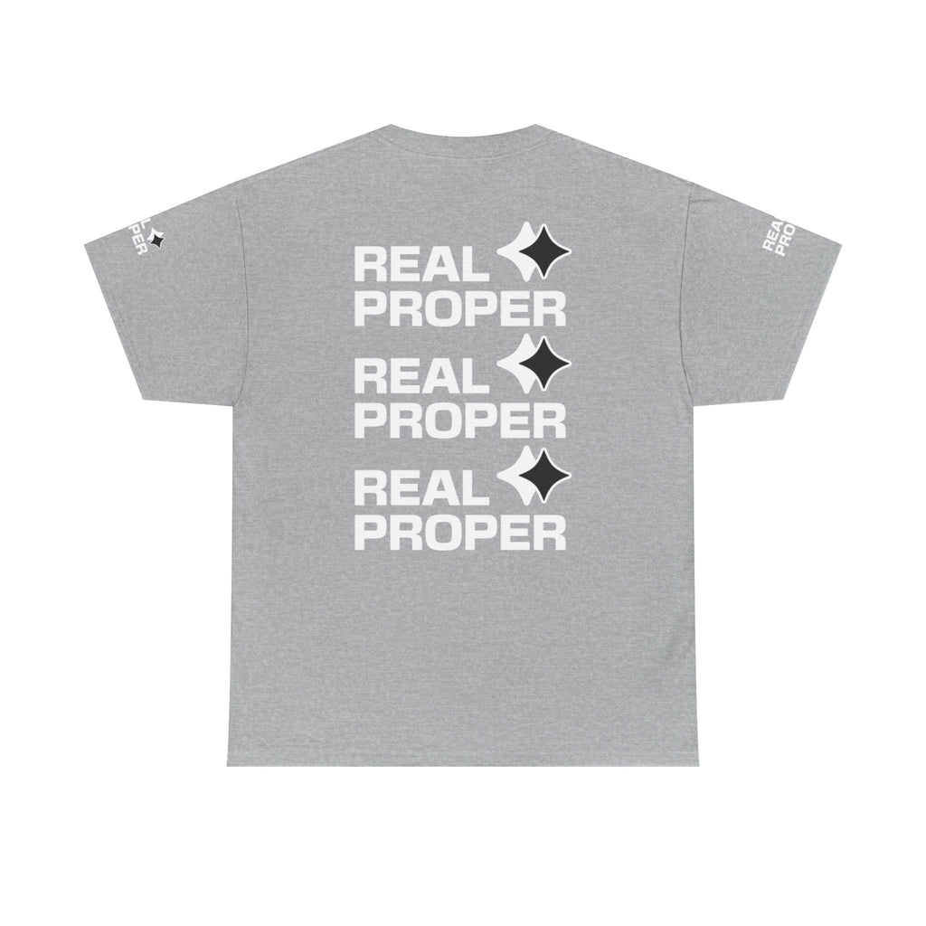 "Real Proper" Repeat Logo T‑Shirt