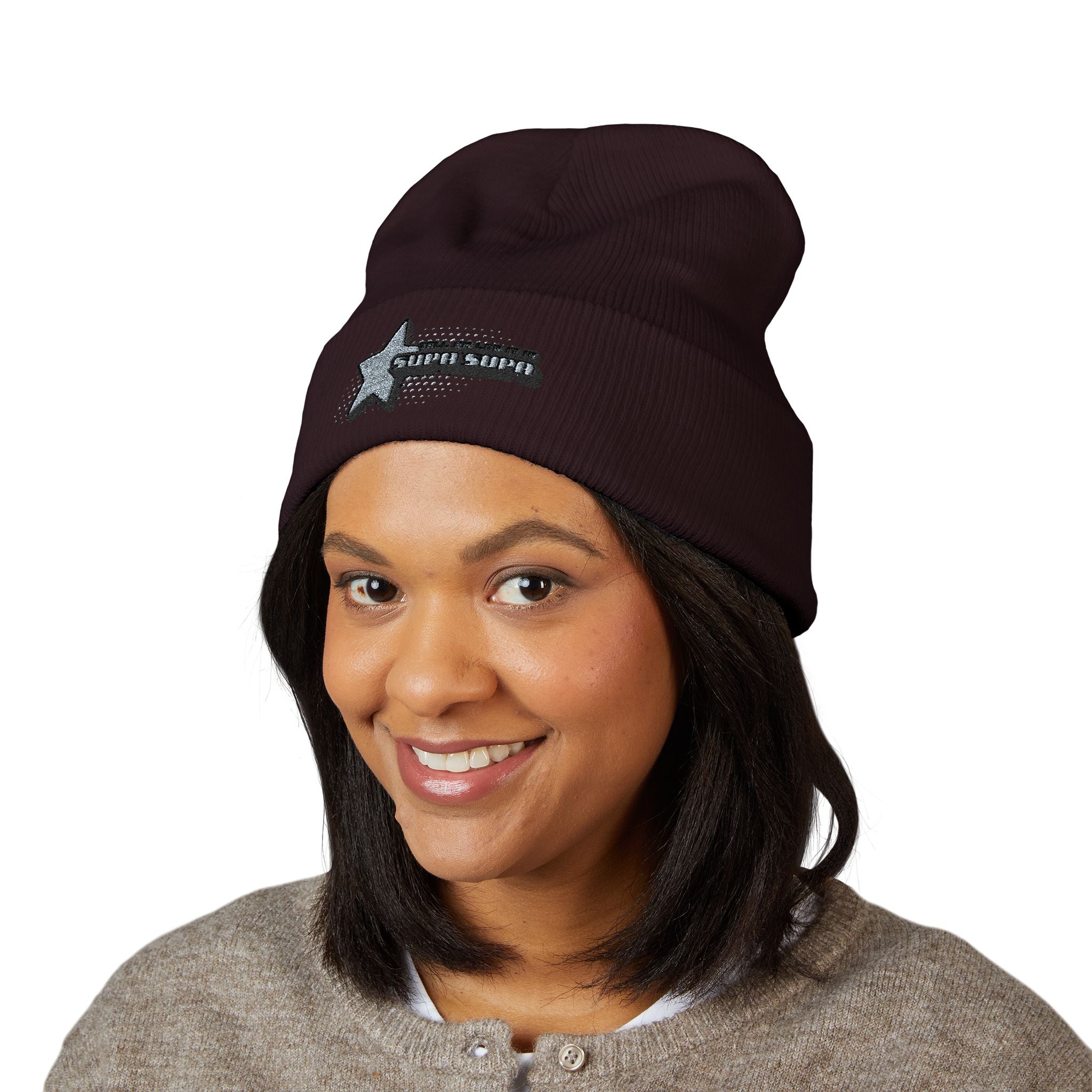 Embroidered "Tell em log it in Cuffed Beanie — Cozy Winter Hat