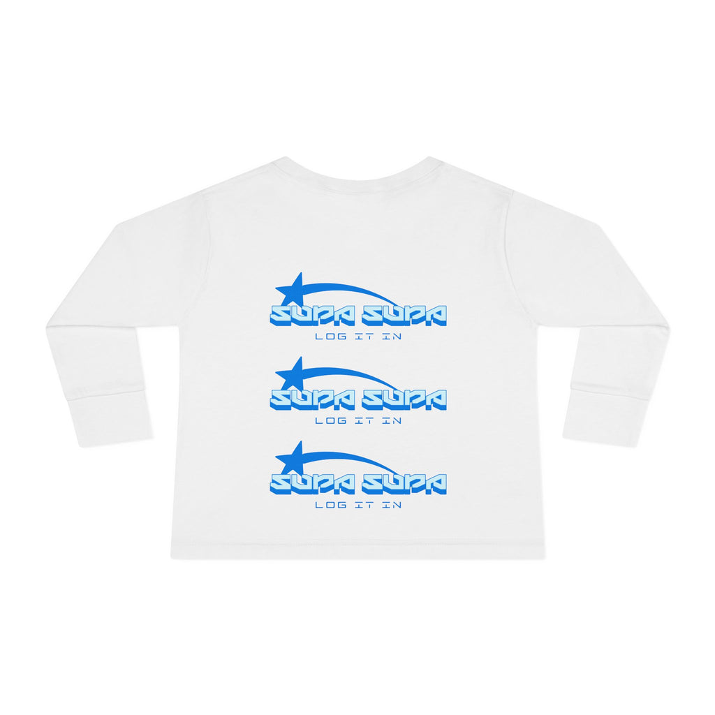 Toddler Long Sleeve Tee — Blue Shooting Star "Super Star" Graphic