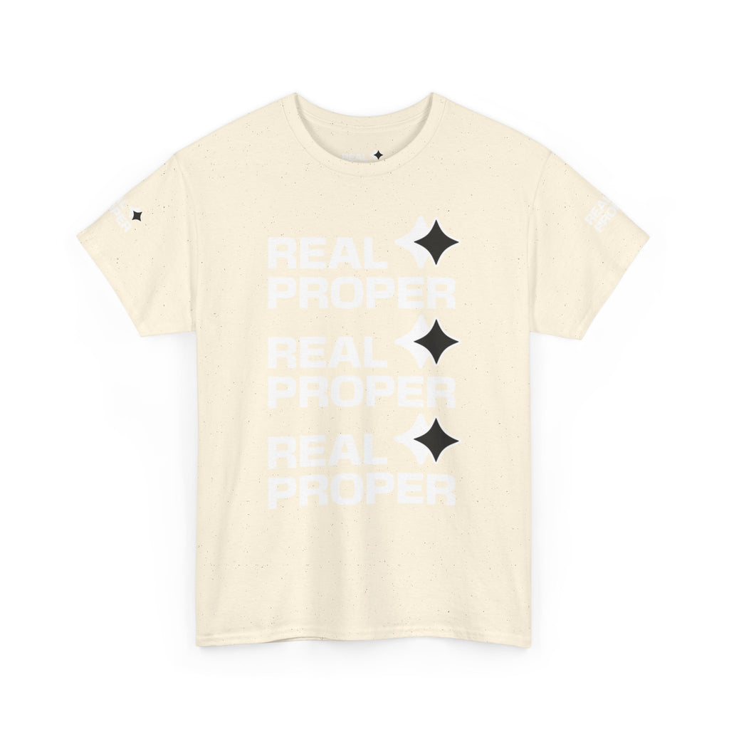 "Real Proper" Repeat Logo T‑Shirt