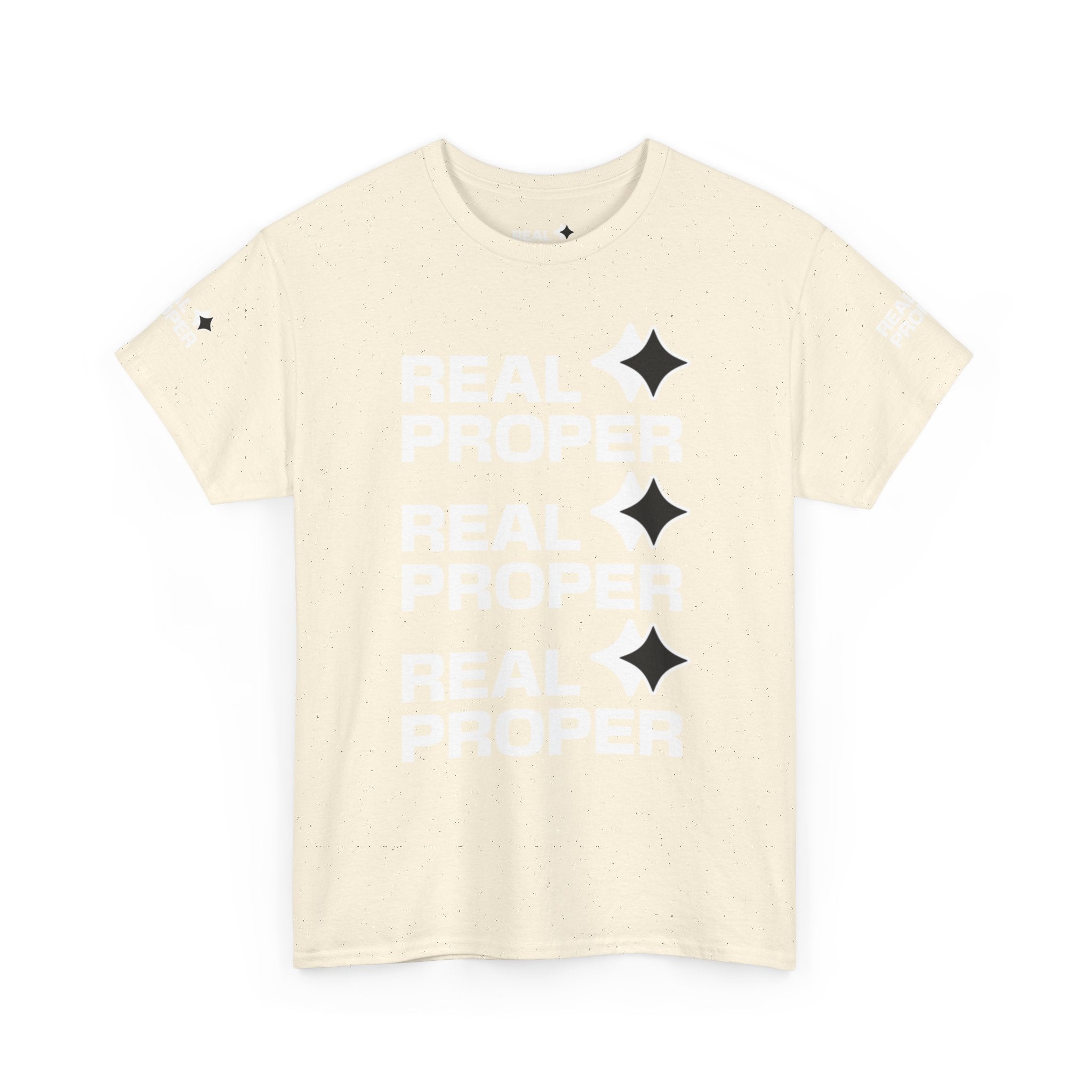 "Real Proper" Repeat Logo T‑Shirt