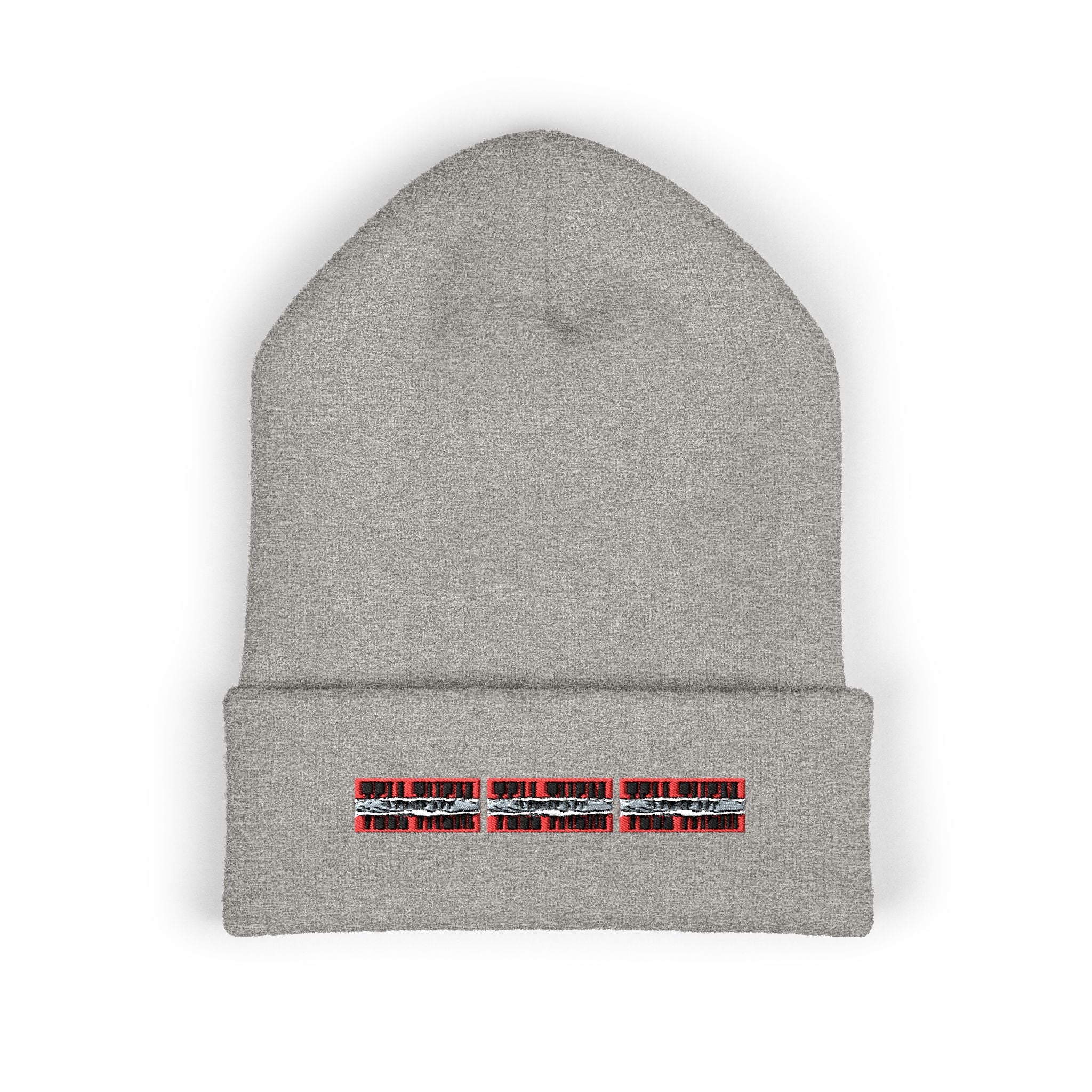 Embroidered Plaid "LOG IT OUT" Cuffed Beanie — Cozy Winter Knit Hat