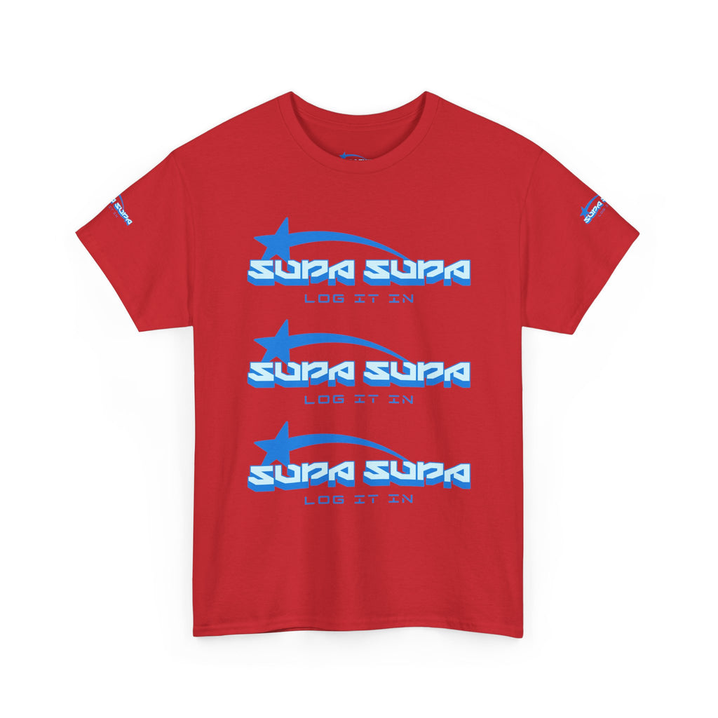 Supa Supa Retro Logo Tee — Blue Graphic Cotton T-Shirt