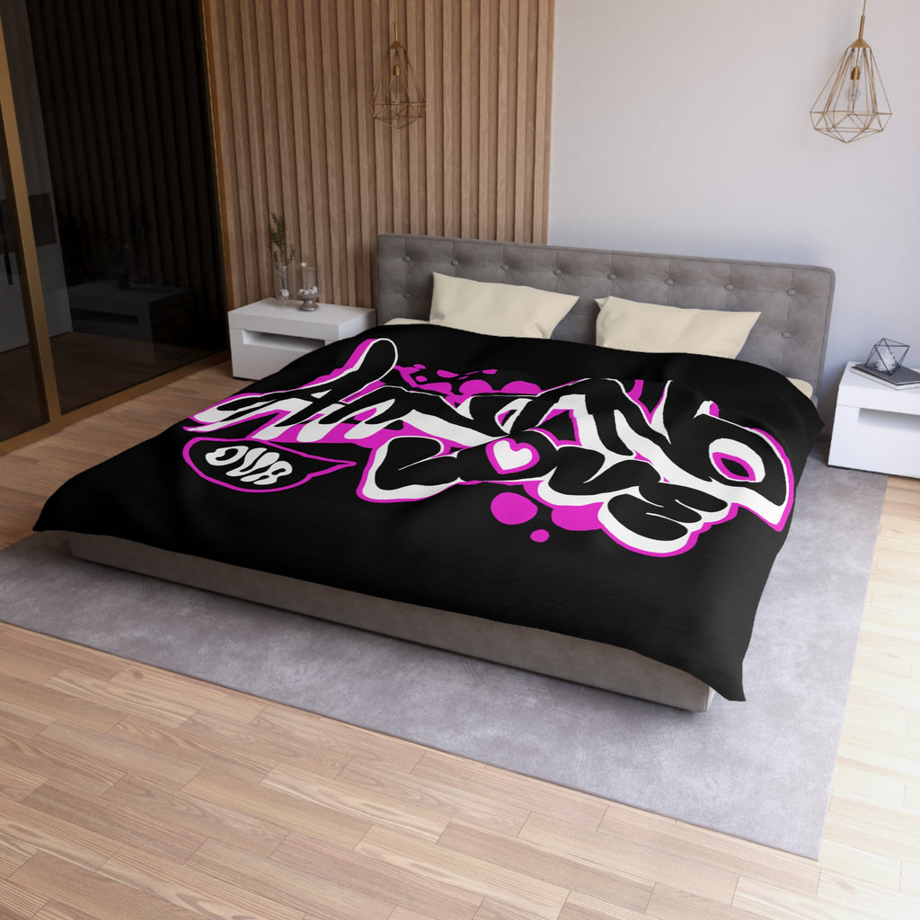 Duvet Cover — Pink Graffiti "No Love" Street Art Microfiber Bedding