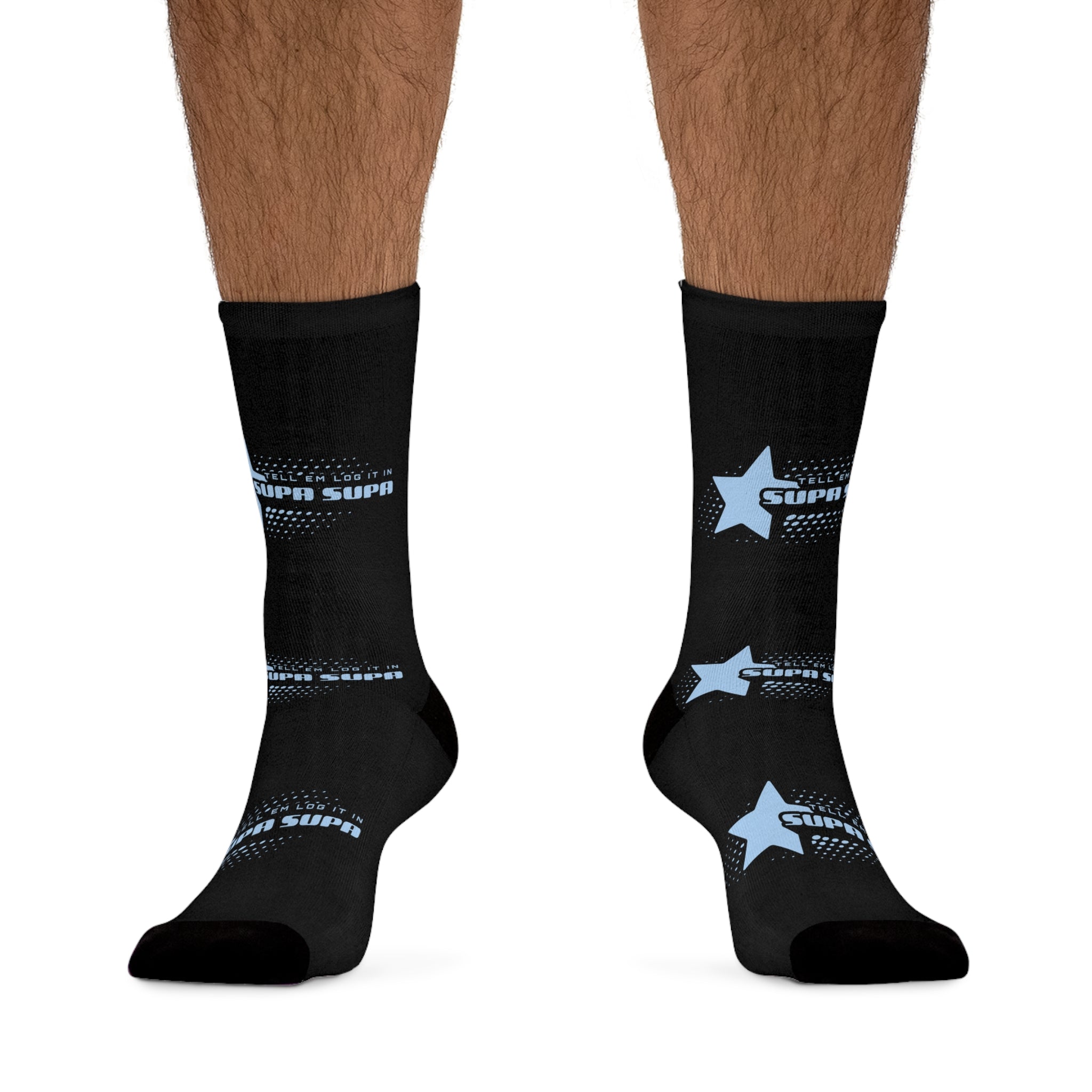 Recycled Socks — "Tell em log it in" Trail Pattern Eco Crew Socks